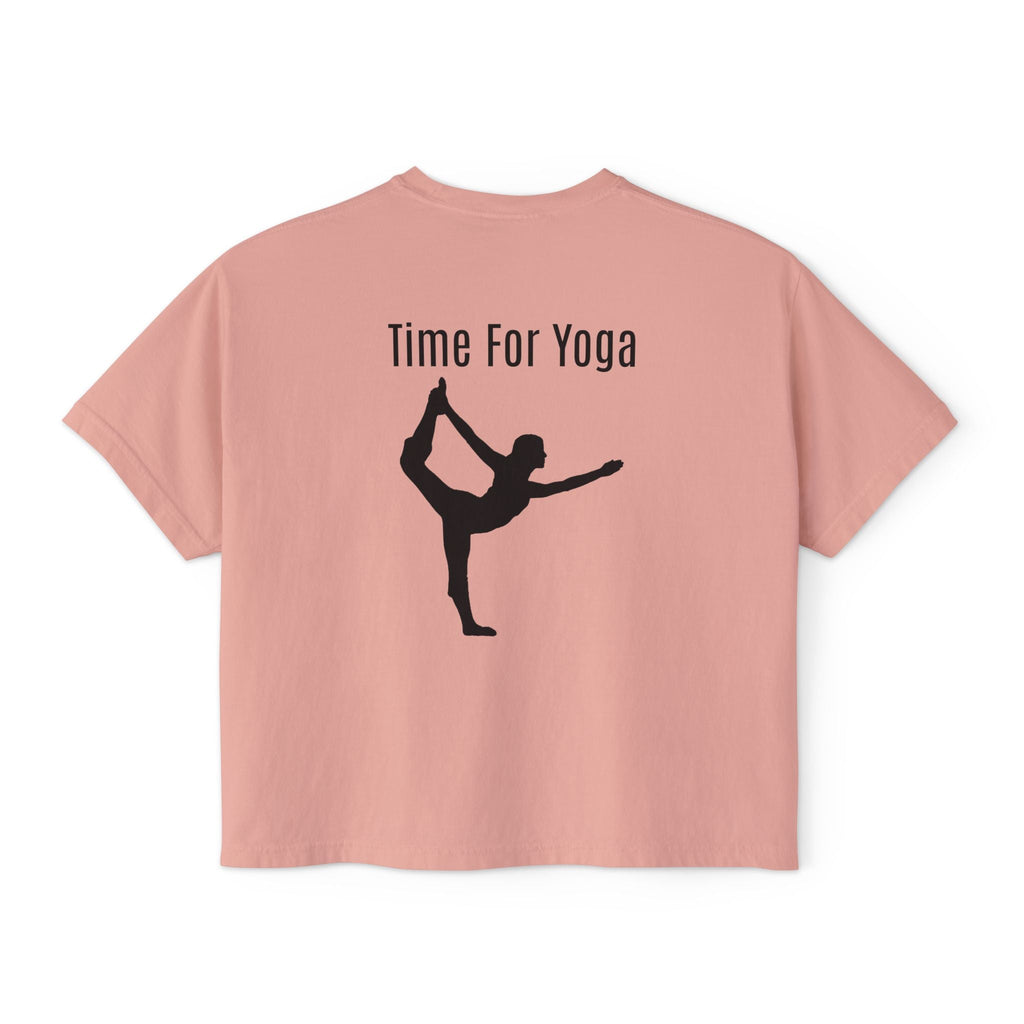 Women's Boxy Tee - 'Time For Yoga' Minimal Yoga Silhouette T-Shirt - Etna Gift