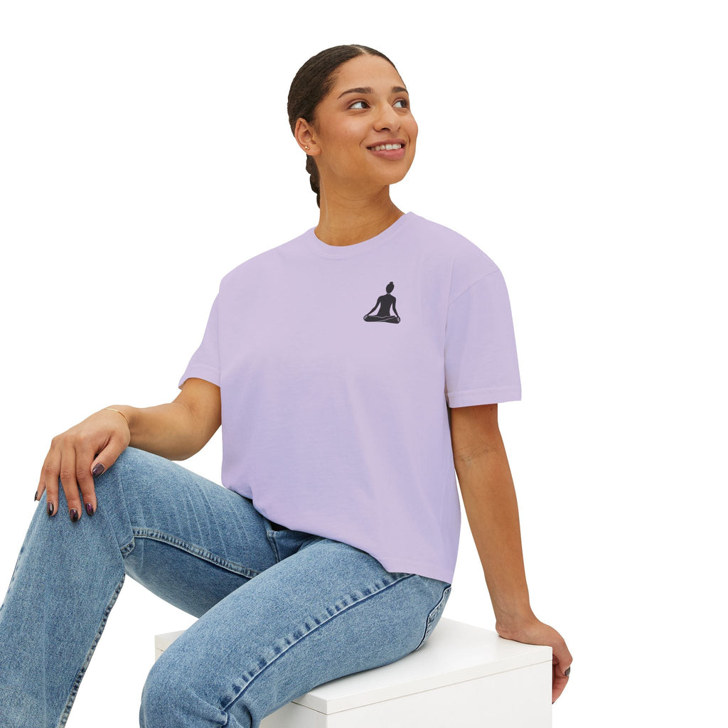 Women's Boxy Tee - 'Time For Yoga' Minimal Yoga Silhouette T-Shirt - Etna Gift