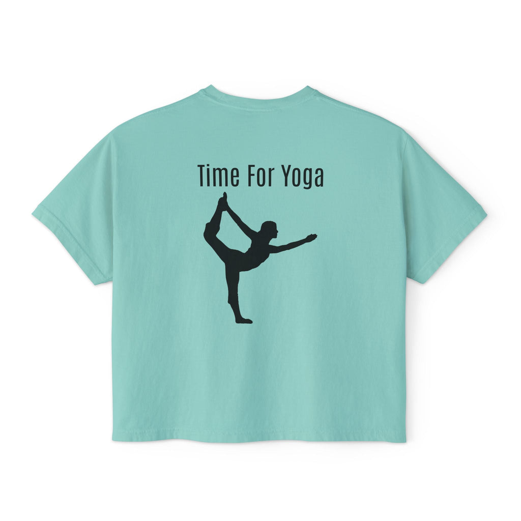 Women's Boxy Tee - 'Time For Yoga' Minimal Yoga Silhouette T-Shirt - Etna Gift