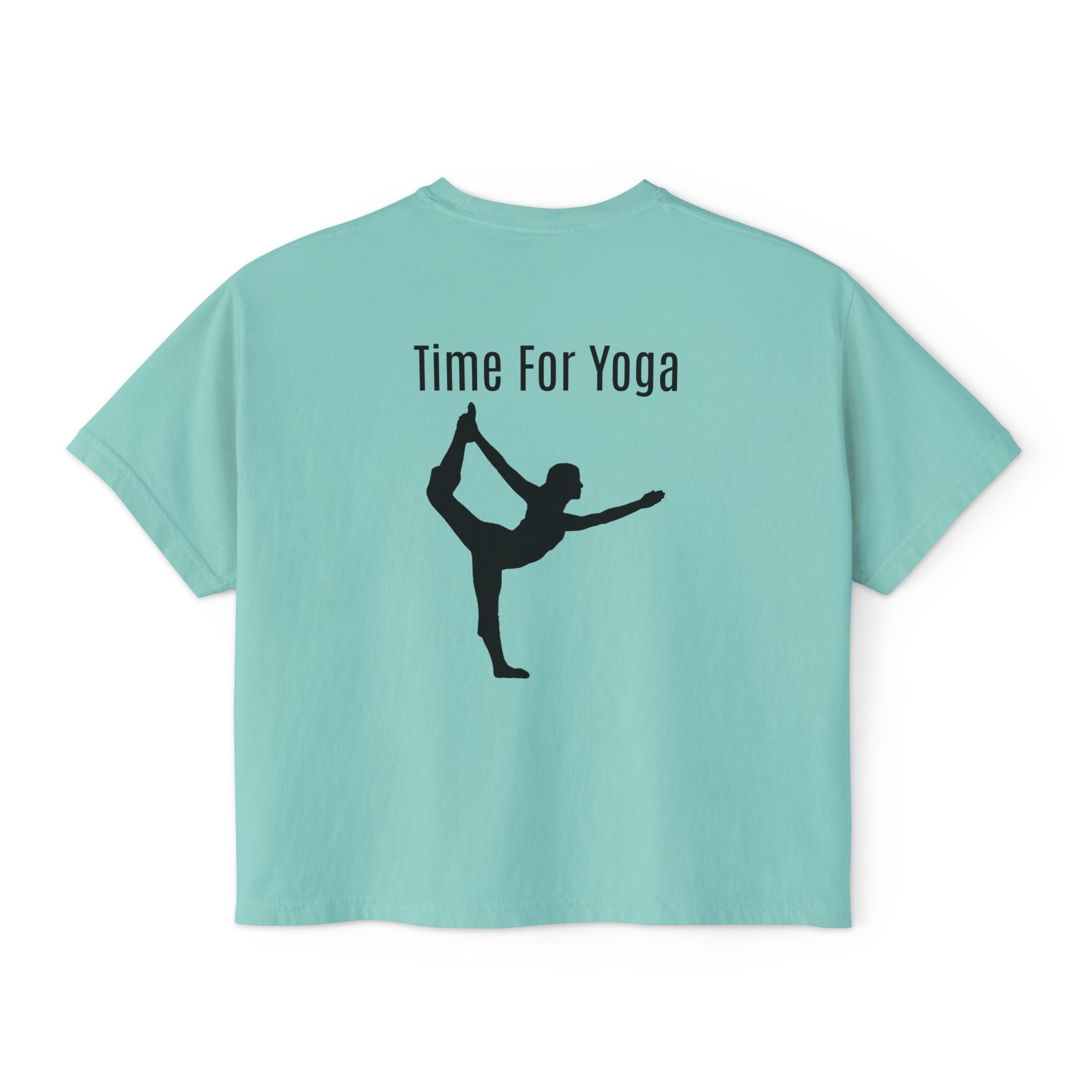 Women's Boxy Tee - 'Time For Yoga' Minimal Yoga Silhouette T-Shirt - Etna Gift