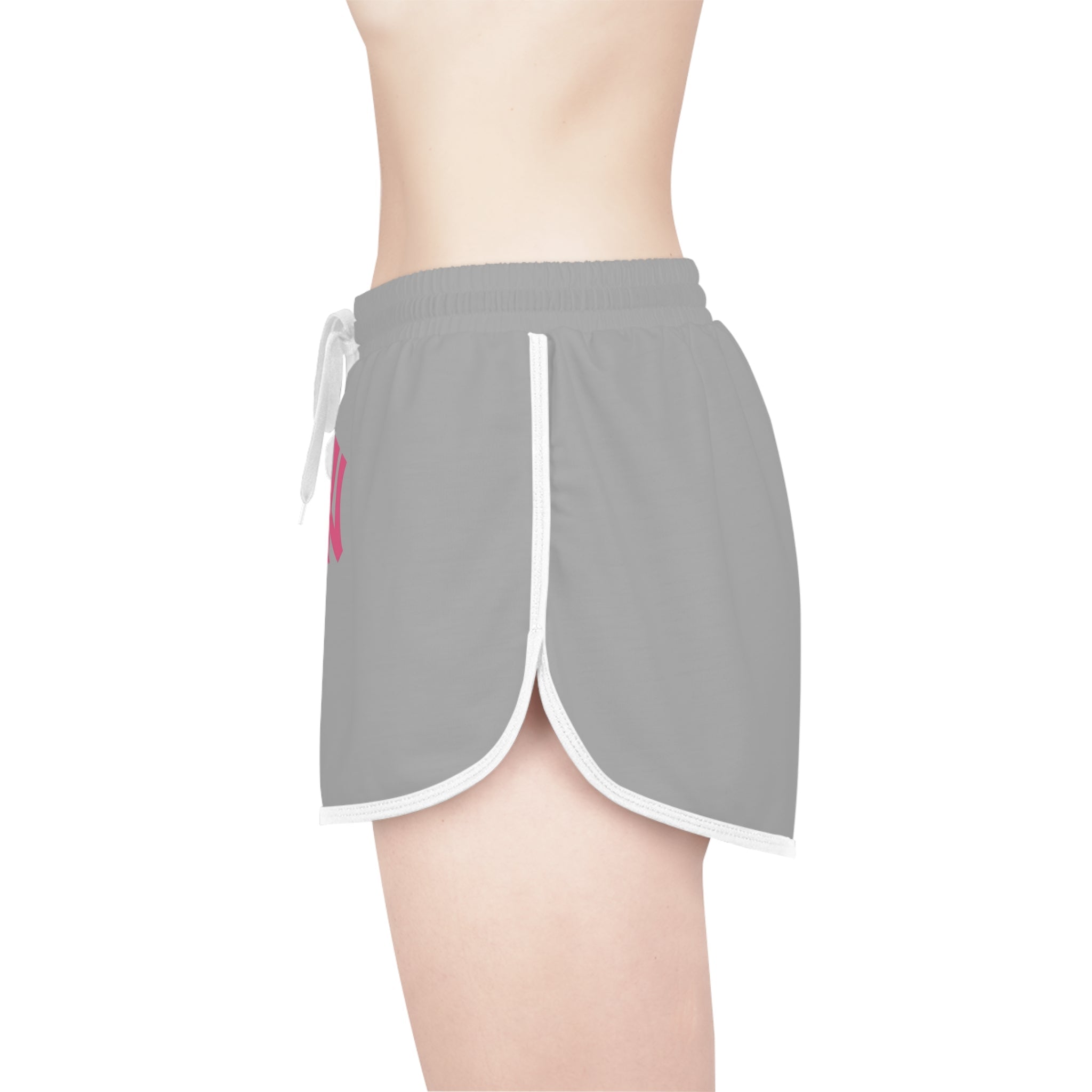 Women's Grey Relaxed Shorts with Pink Monogram Casual Lounge & Activewear - Etna Gift