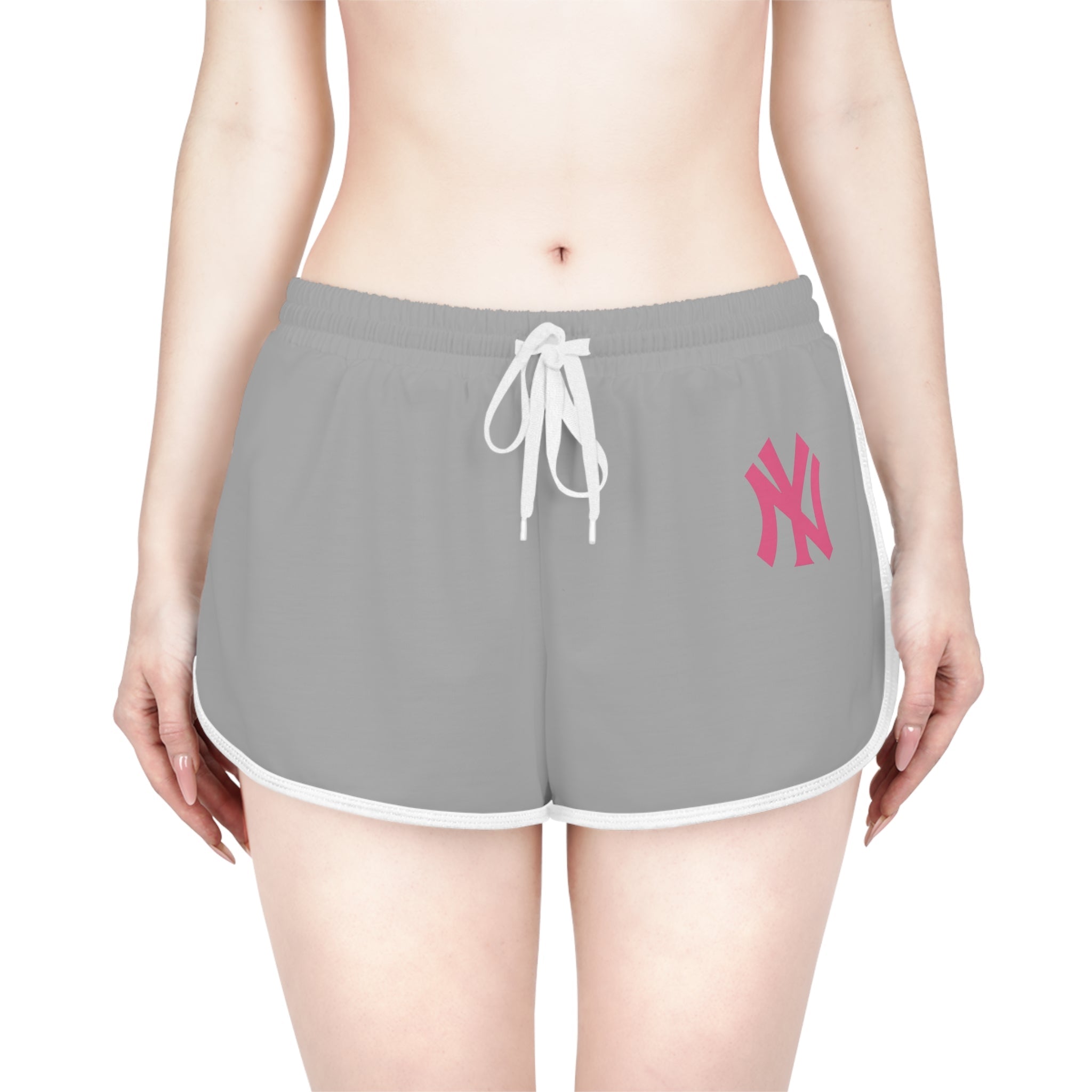 Women's Grey Relaxed Shorts with Pink Monogram Casual Lounge & Activewear - Etna Gift