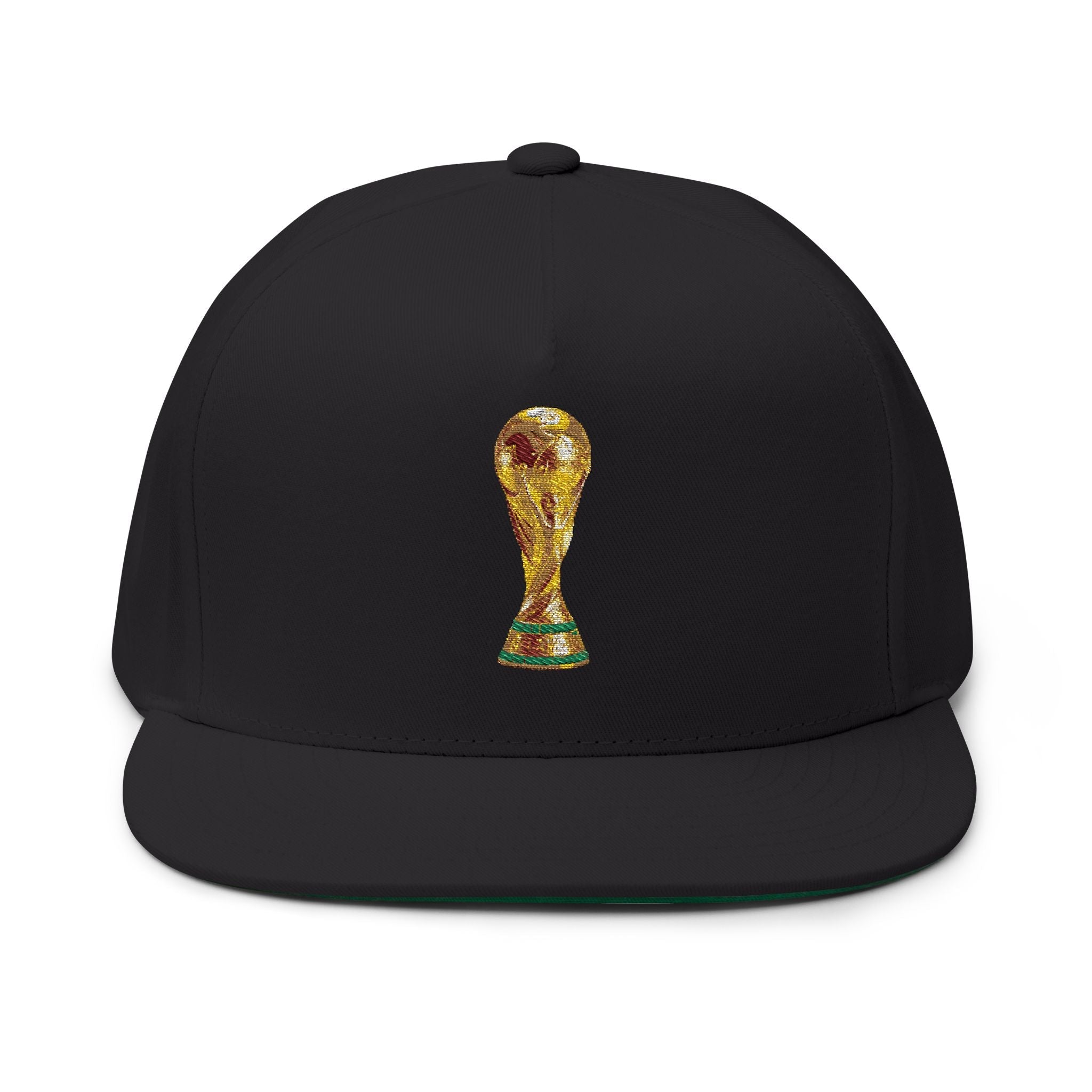 World Cup Trophy Embroidered Flat Bill Cap - Etna Gift