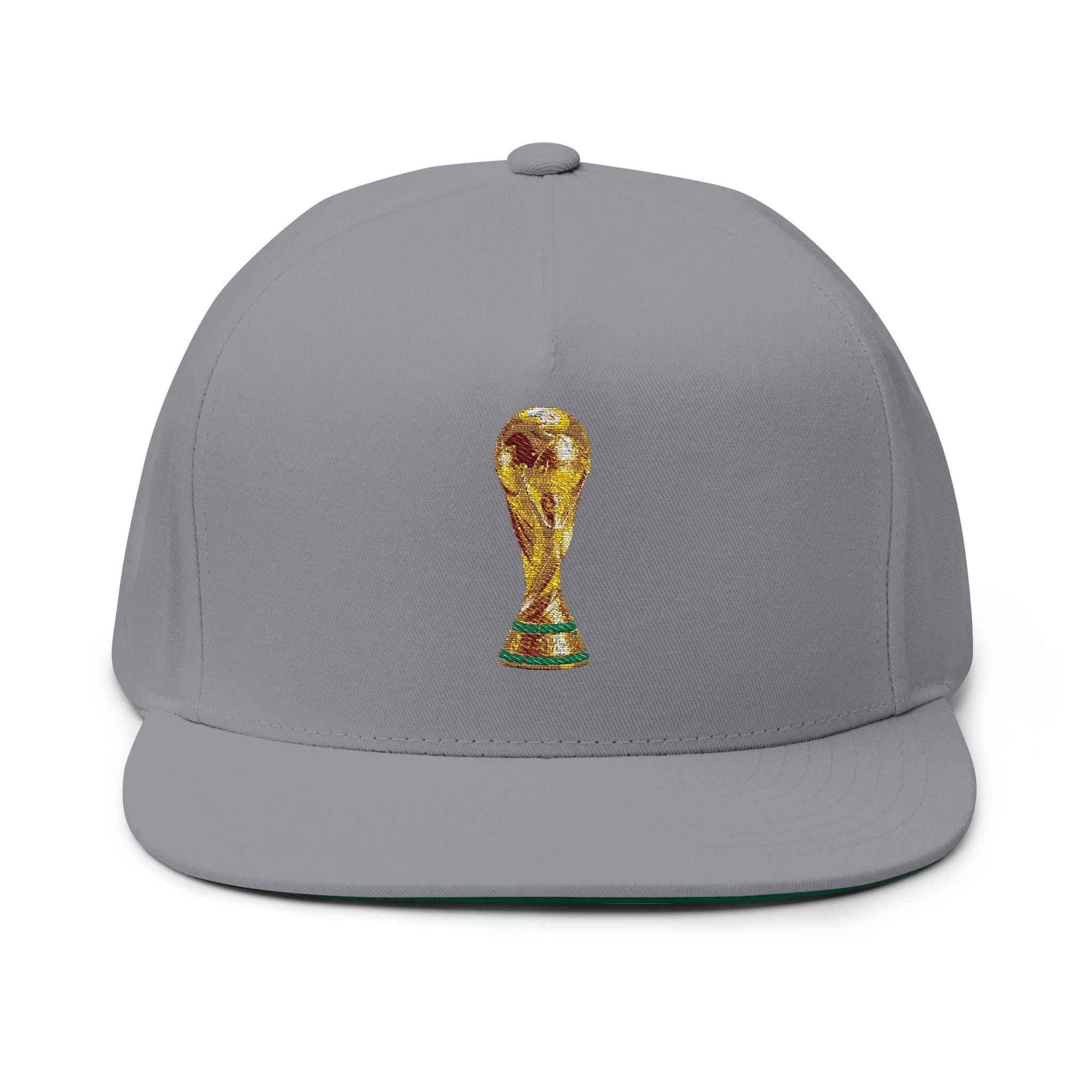 World Cup Trophy Embroidered Flat Bill Cap - Etna Gift