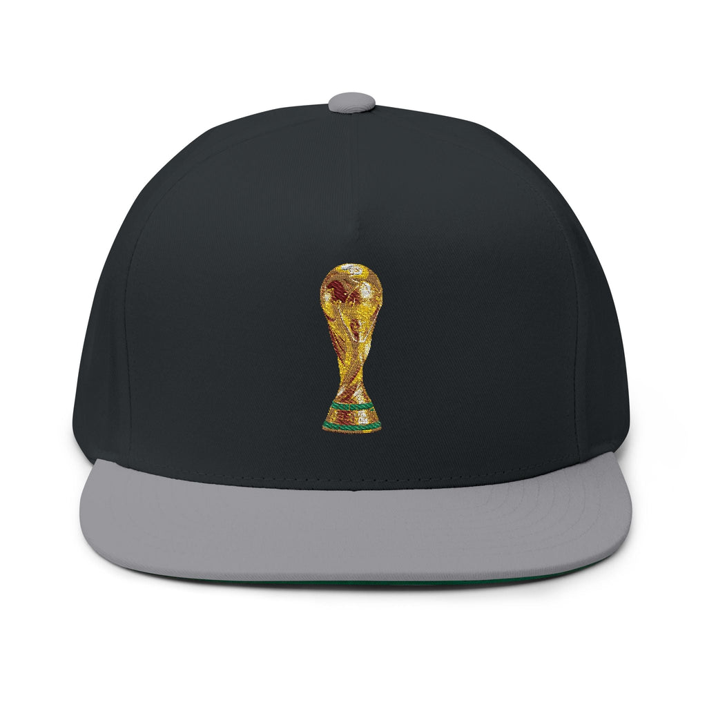 World Cup Trophy Embroidered Flat Bill Cap - Etna Gift