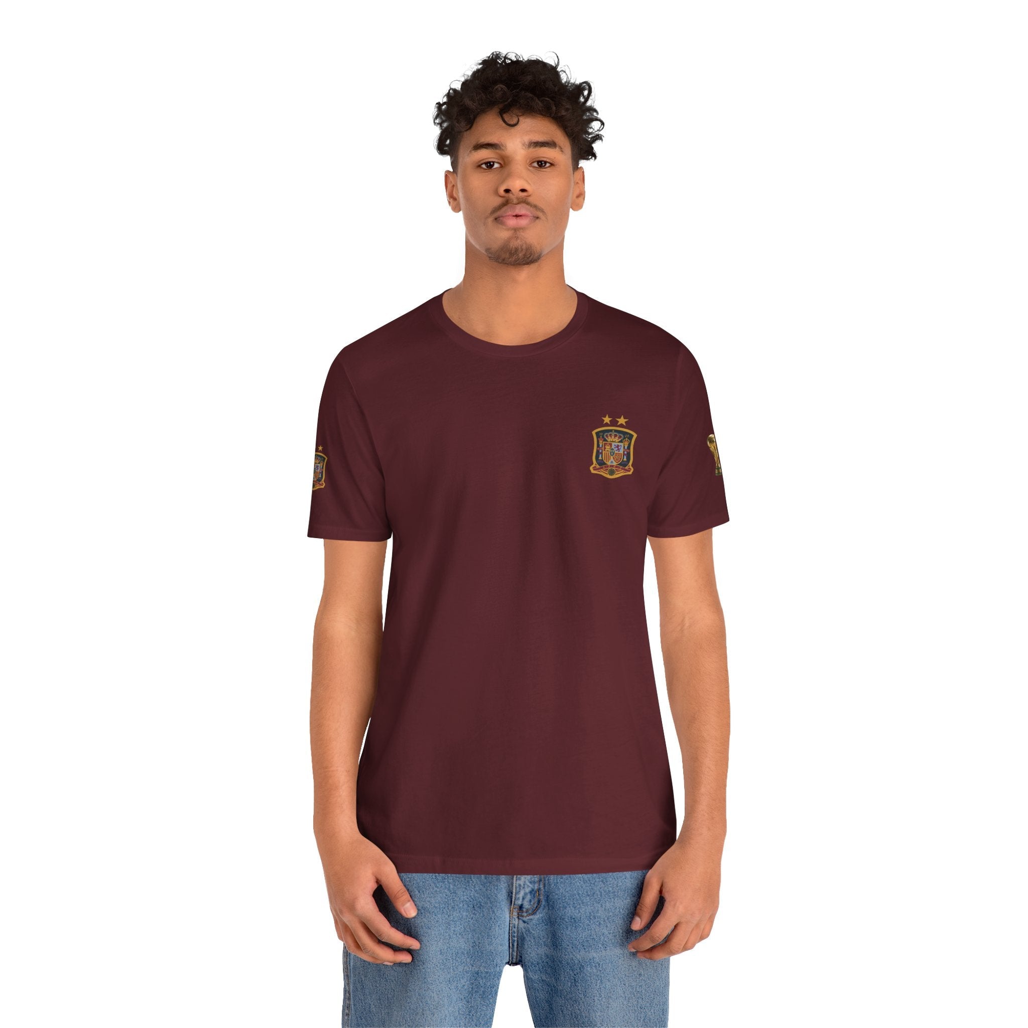 World Cup Trophy Soccer Tee Spain Crest Short Sleeve - Etna Gift
