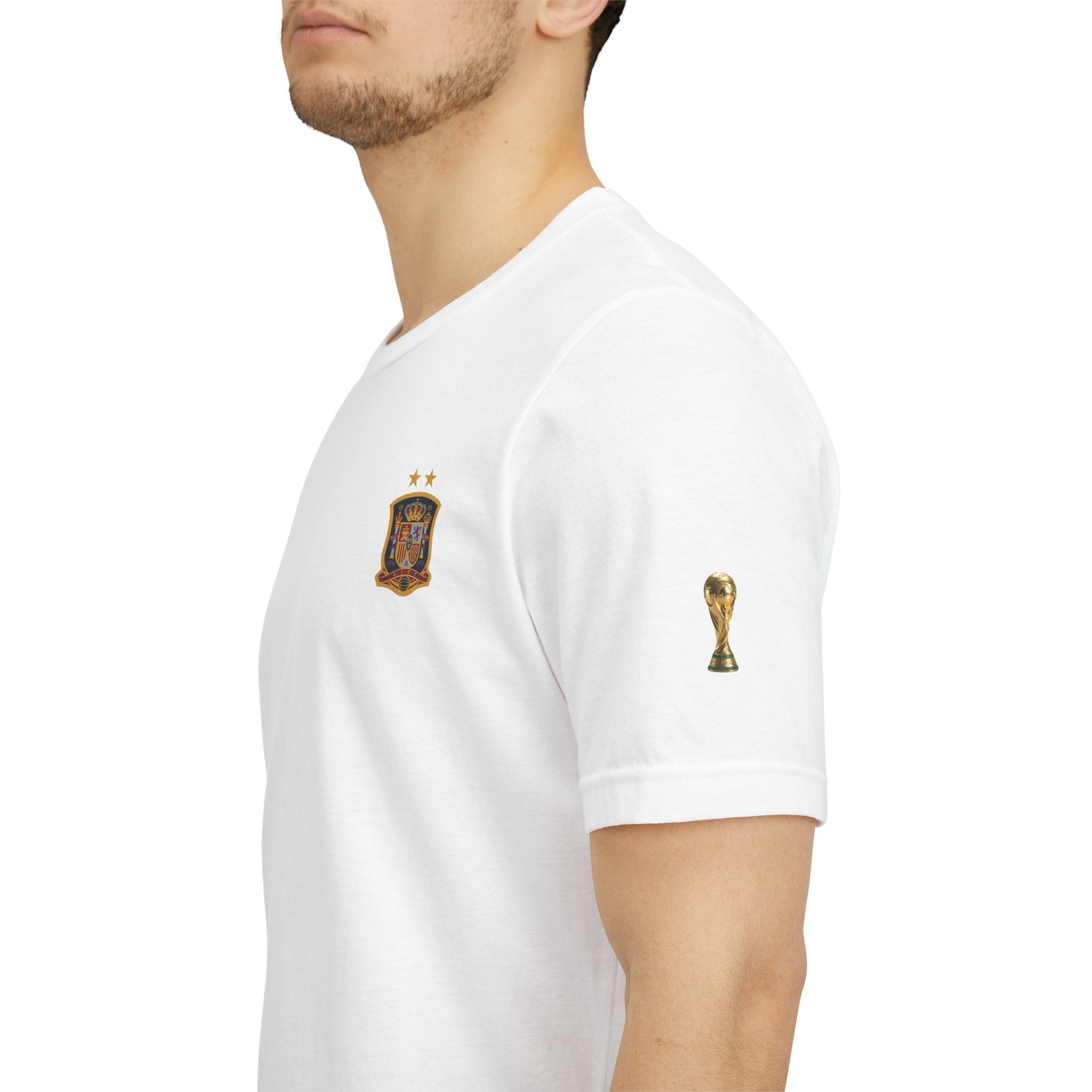 World Cup Trophy Soccer Tee Spain Crest Short Sleeve - Etna Gift