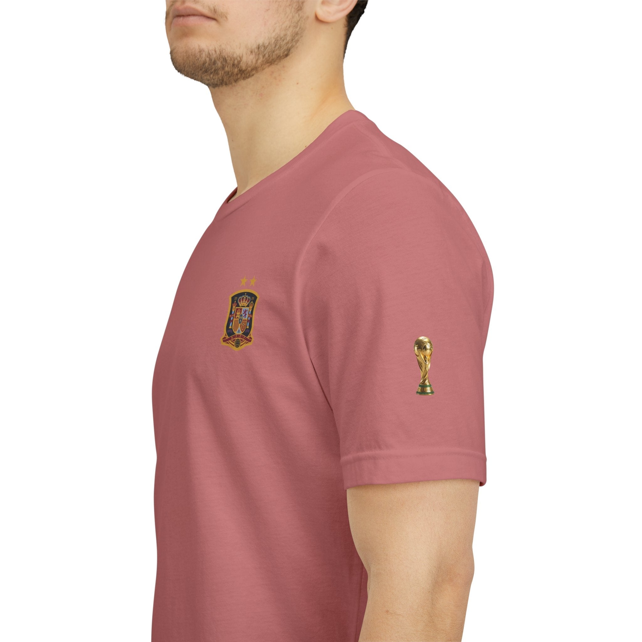 World Cup Trophy Soccer Tee Spain Crest Short Sleeve - Etna Gift