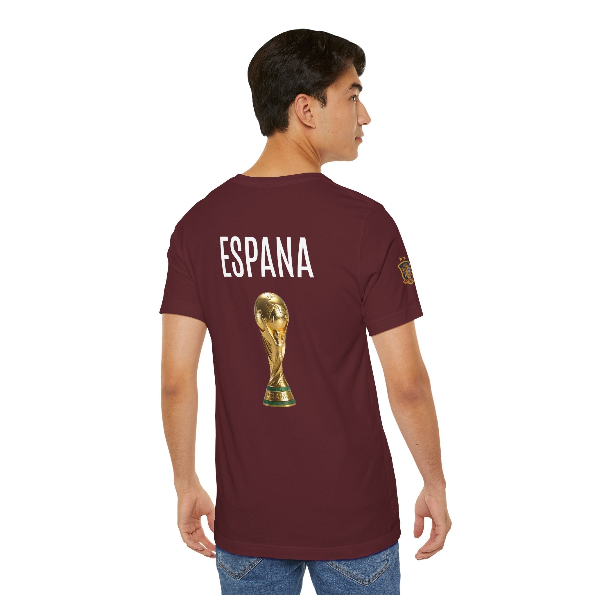World Cup Trophy Soccer Tee Spain Crest Short Sleeve - Etna Gift