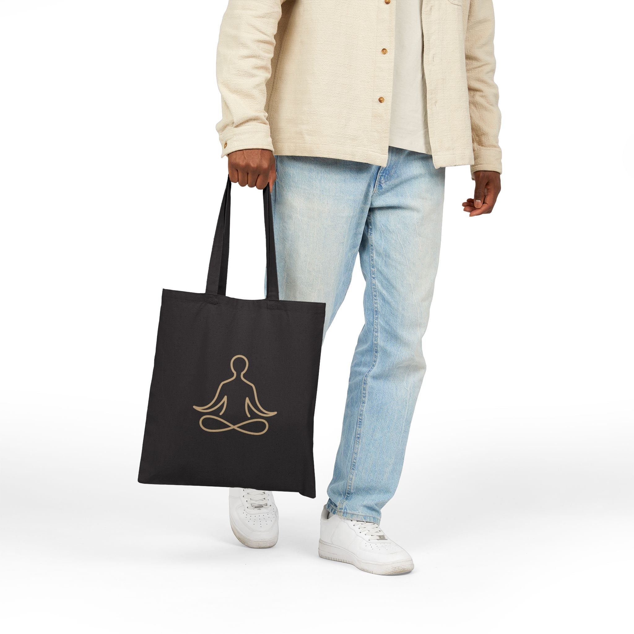 Yoga Lotus Tote Bag Cotton Canvas Meditation Tote - Etna Gift