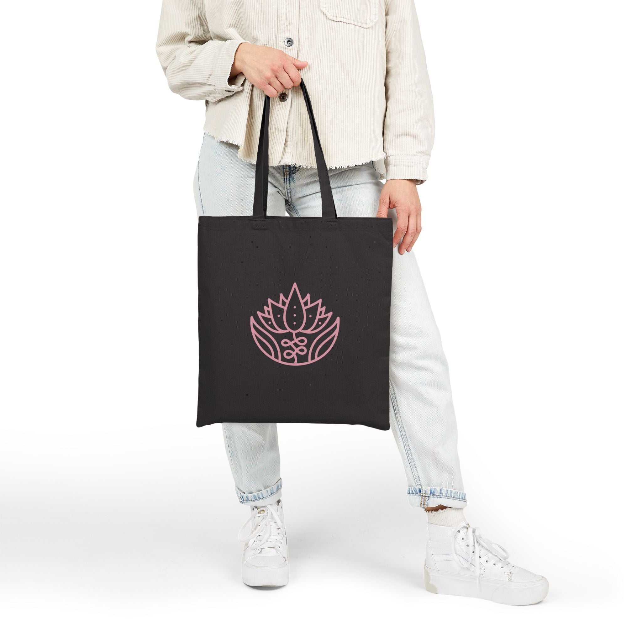 Yoga Lotus Tote Bag Cotton Canvas Meditation Tote - Etna Gift