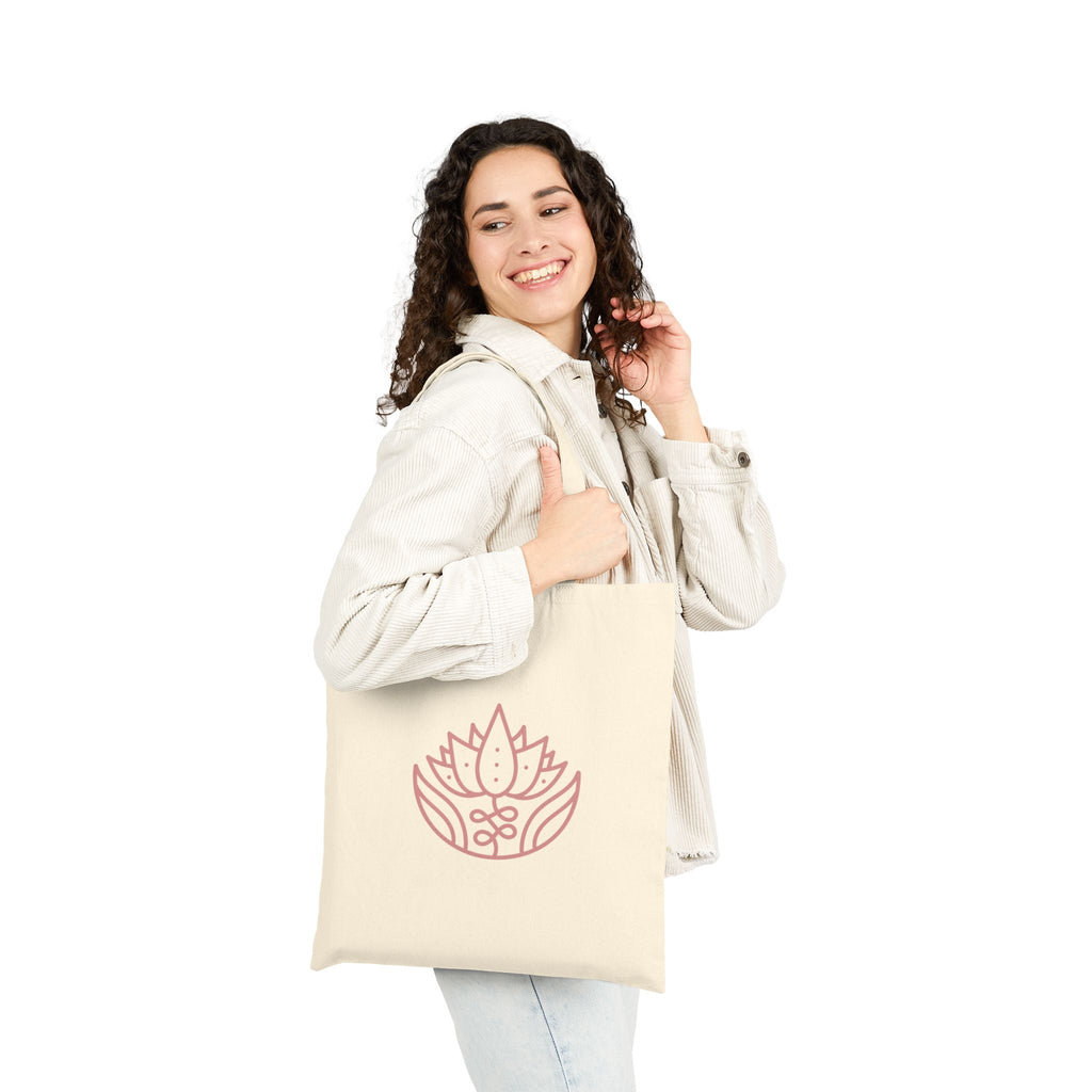 Yoga Lotus Tote Bag Cotton Canvas Meditation Tote - Etna Gift