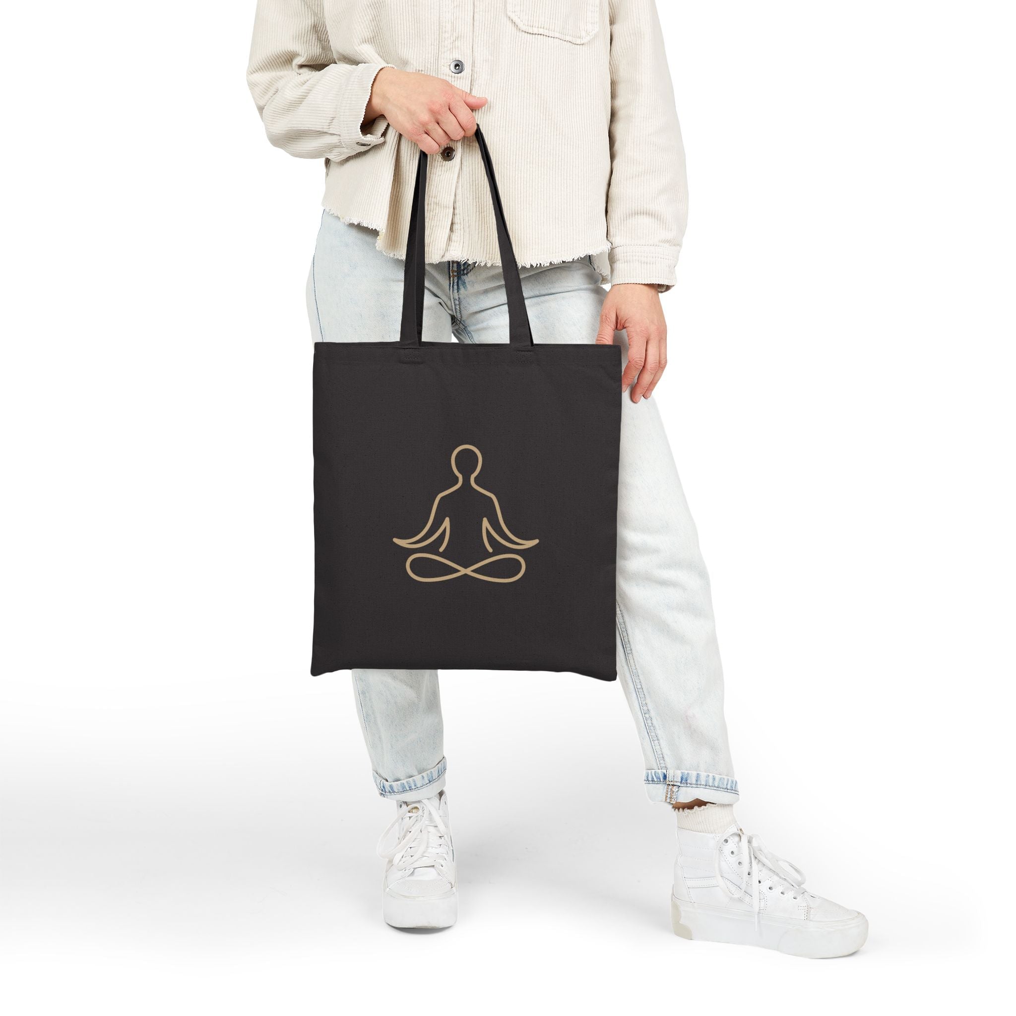 Yoga Lotus Tote Bag Cotton Canvas Meditation Tote - Etna Gift