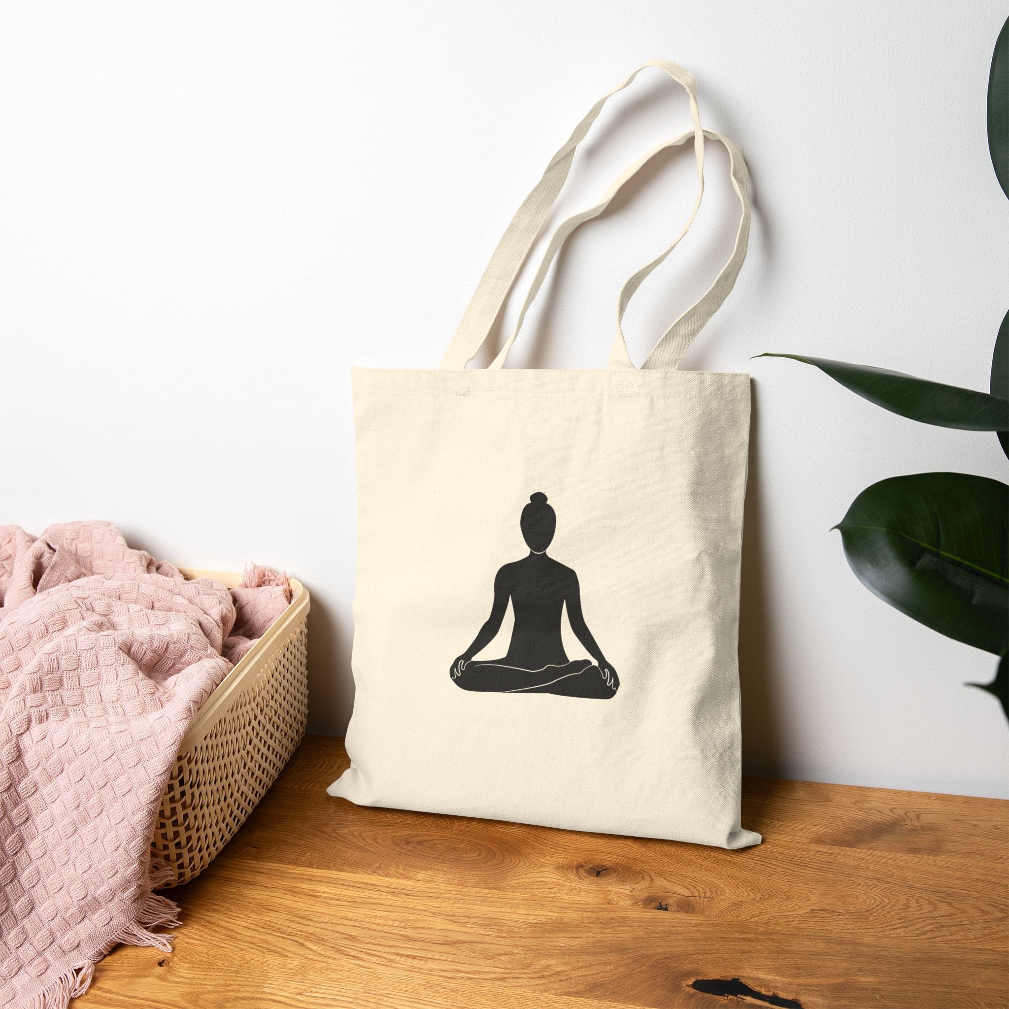 Yoga Silhouette Cotton Tote Meditation & Stretch Pose Canvas Bag - Etna Gift