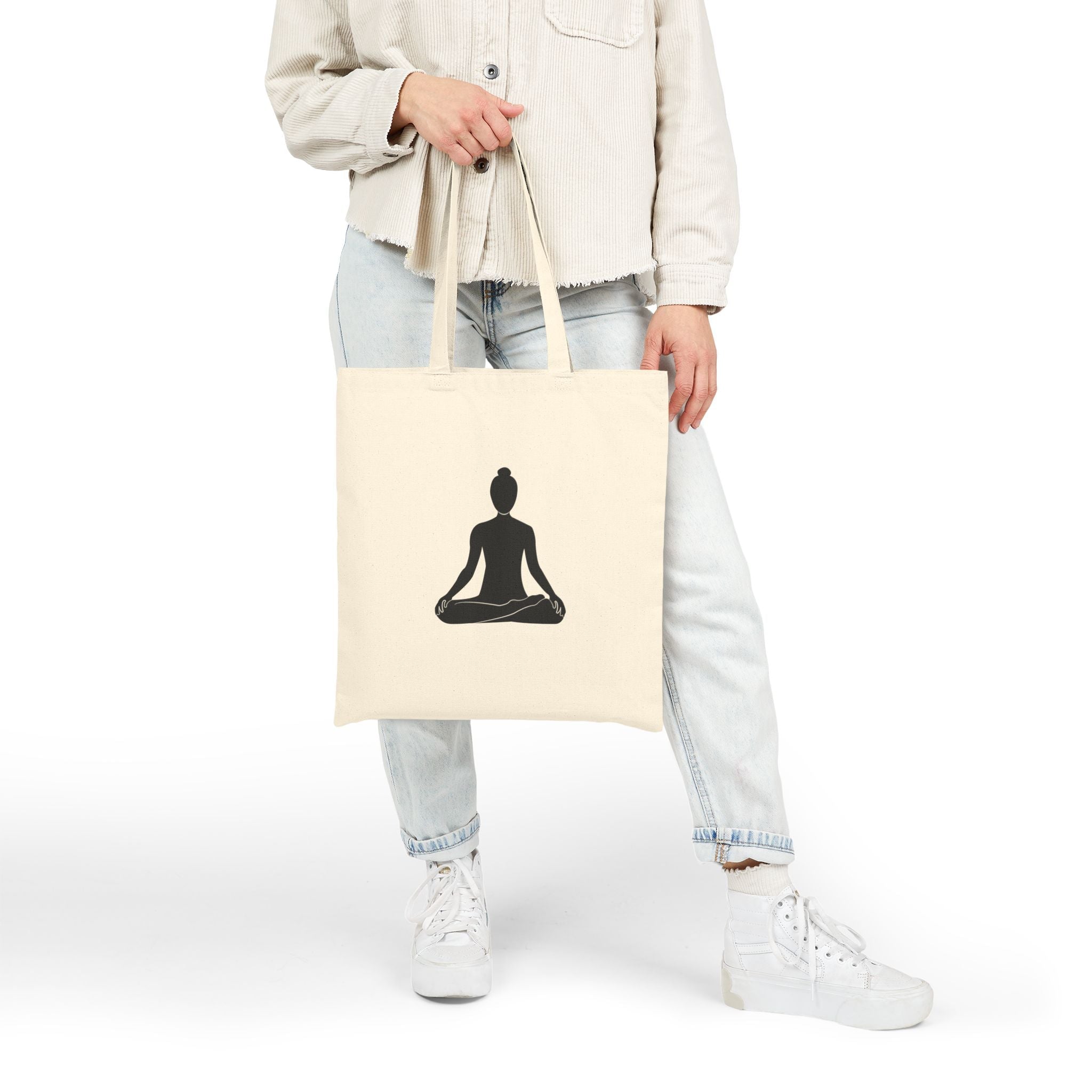Yoga Silhouette Cotton Tote Meditation & Stretch Pose Canvas Bag - Etna Gift