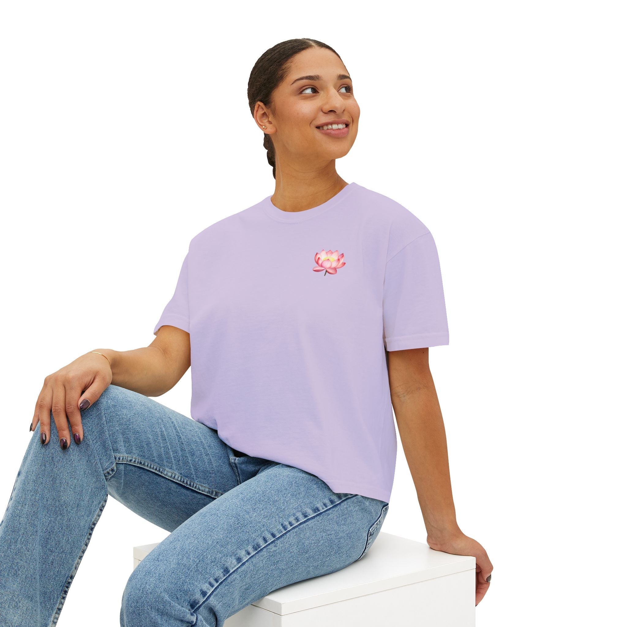 Yoga Time Boxy Tee Lotus Graphic Women's Cropped T-Shirt - Etna Gift