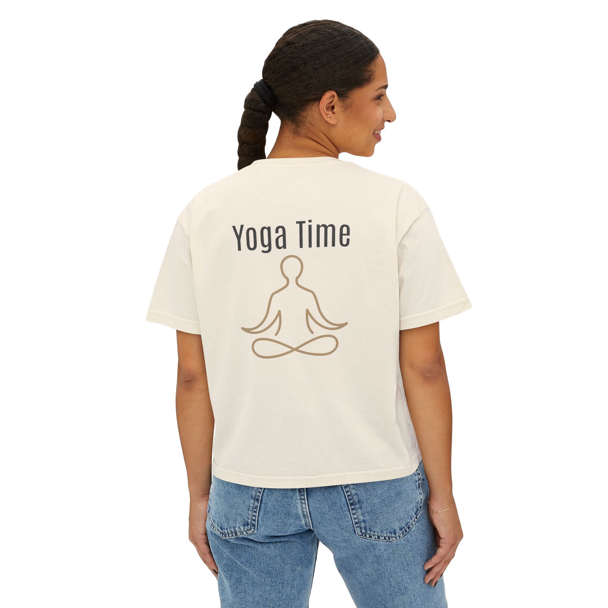 Yoga Time Boxy Tee Lotus Graphic Women's Cropped T-Shirt - Etna Gift