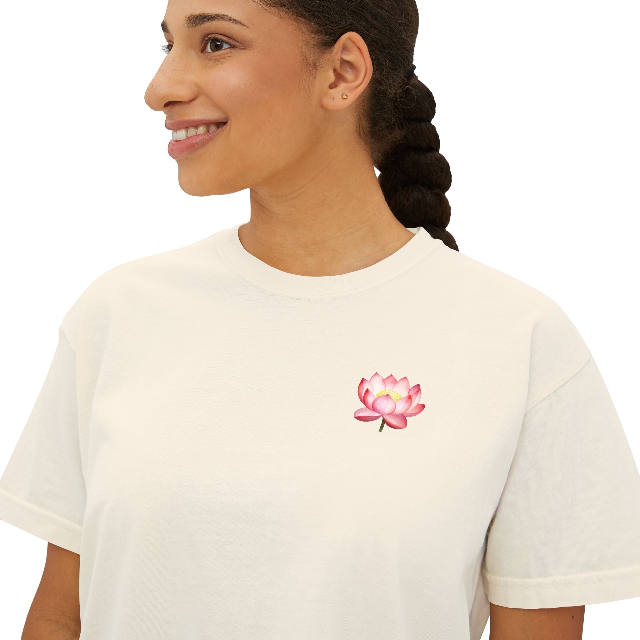 Yoga Time Boxy Tee Lotus Graphic Women's Cropped T-Shirt - Etna Gift