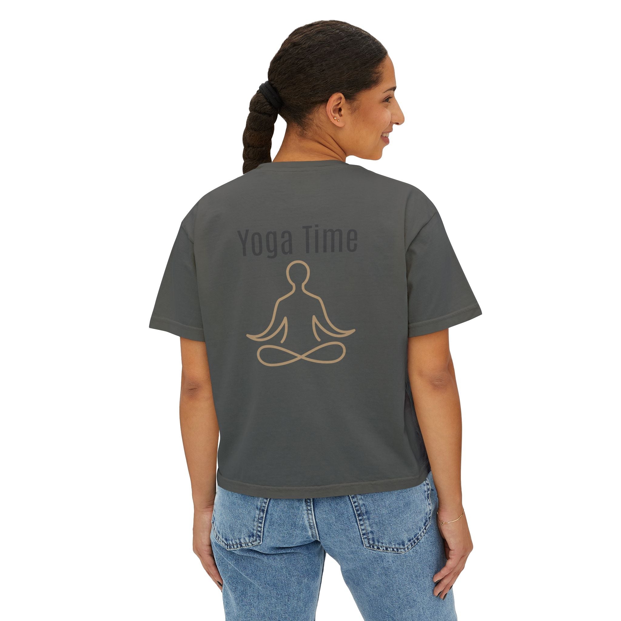Yoga Time Boxy Tee Lotus Graphic Women's Cropped T-Shirt - Etna Gift