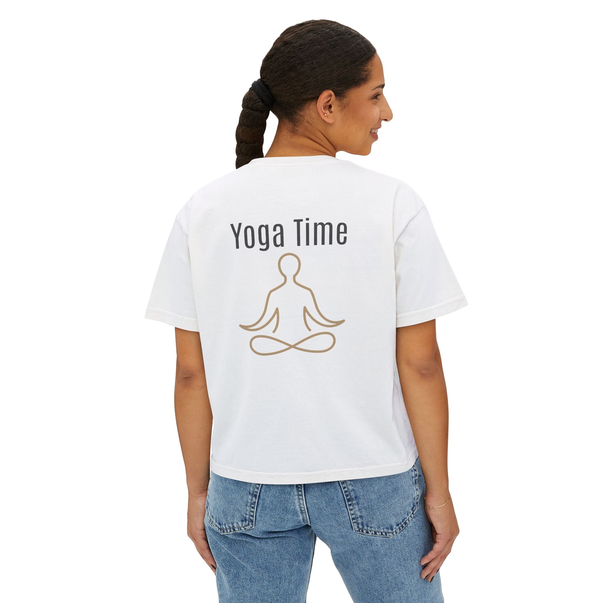Yoga Time Boxy Tee Lotus Graphic Women's Cropped T-Shirt - Etna Gift