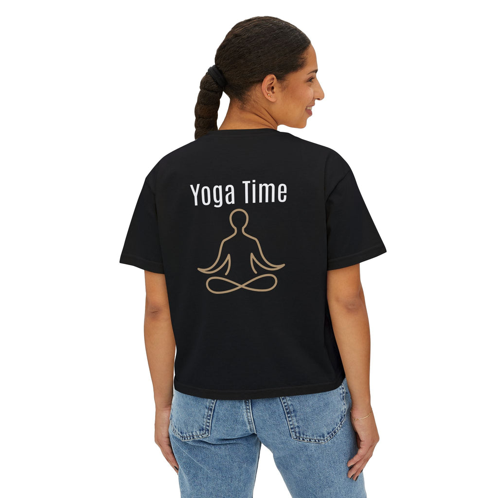 Yoga Time Boxy Tee Lotus Graphic Women's Cropped T-Shirt - Etna Gift
