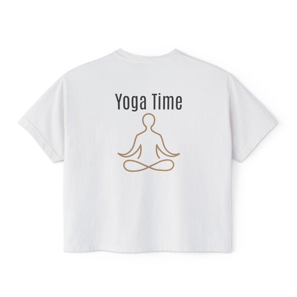 Yoga Time Boxy Tee Lotus Graphic Women's Cropped T-Shirt - Etna Gift