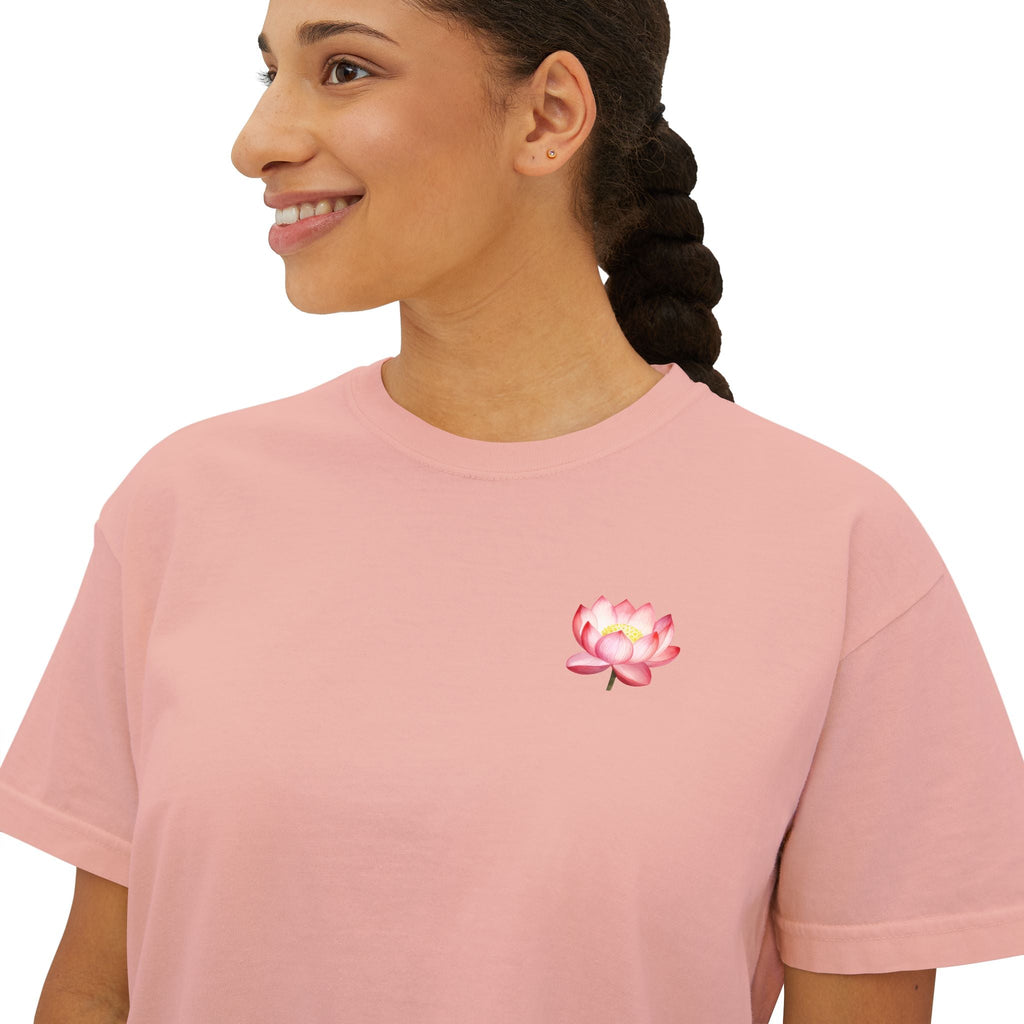 Yoga Time Boxy Tee Lotus Graphic Women's Cropped T-Shirt - Etna Gift