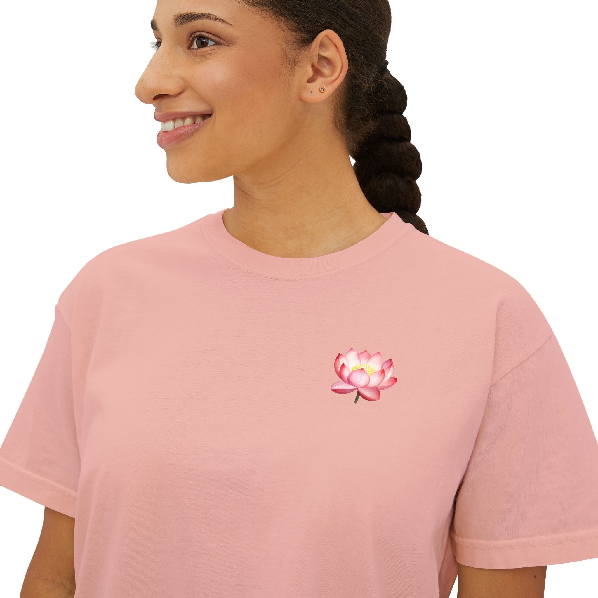 Yoga Time Boxy Tee Lotus Graphic Women's Cropped T-Shirt - Etna Gift