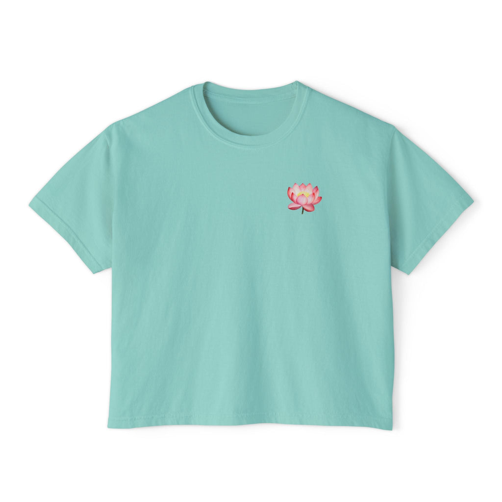 Yoga Time Boxy Tee Lotus Graphic Women's Cropped T-Shirt - Etna Gift