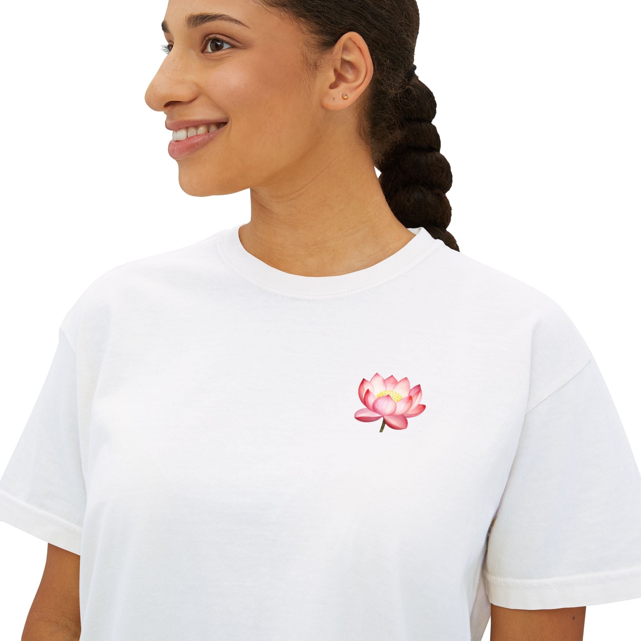Yoga Time Boxy Tee Lotus Graphic Women's Cropped T-Shirt - Etna Gift