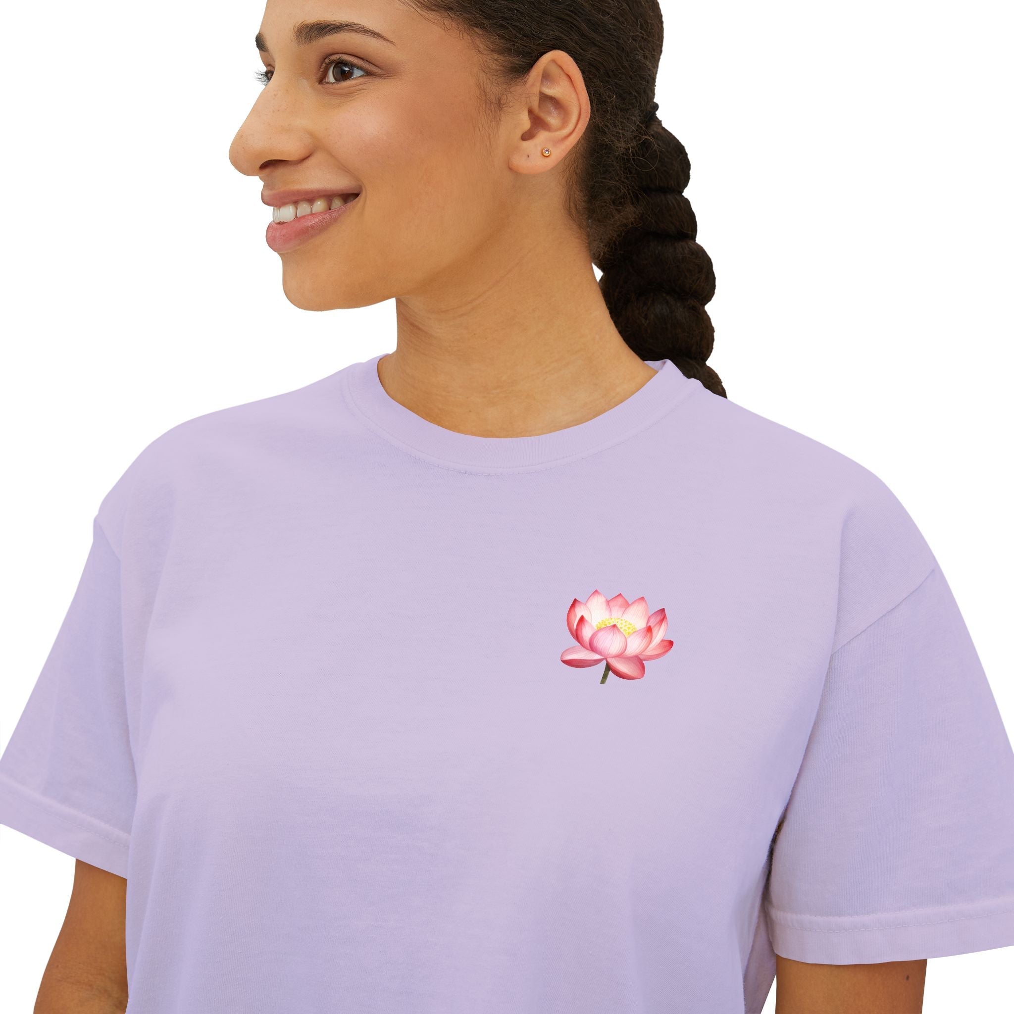 Yoga Time Boxy Tee Lotus Graphic Women's Cropped T-Shirt - Etna Gift