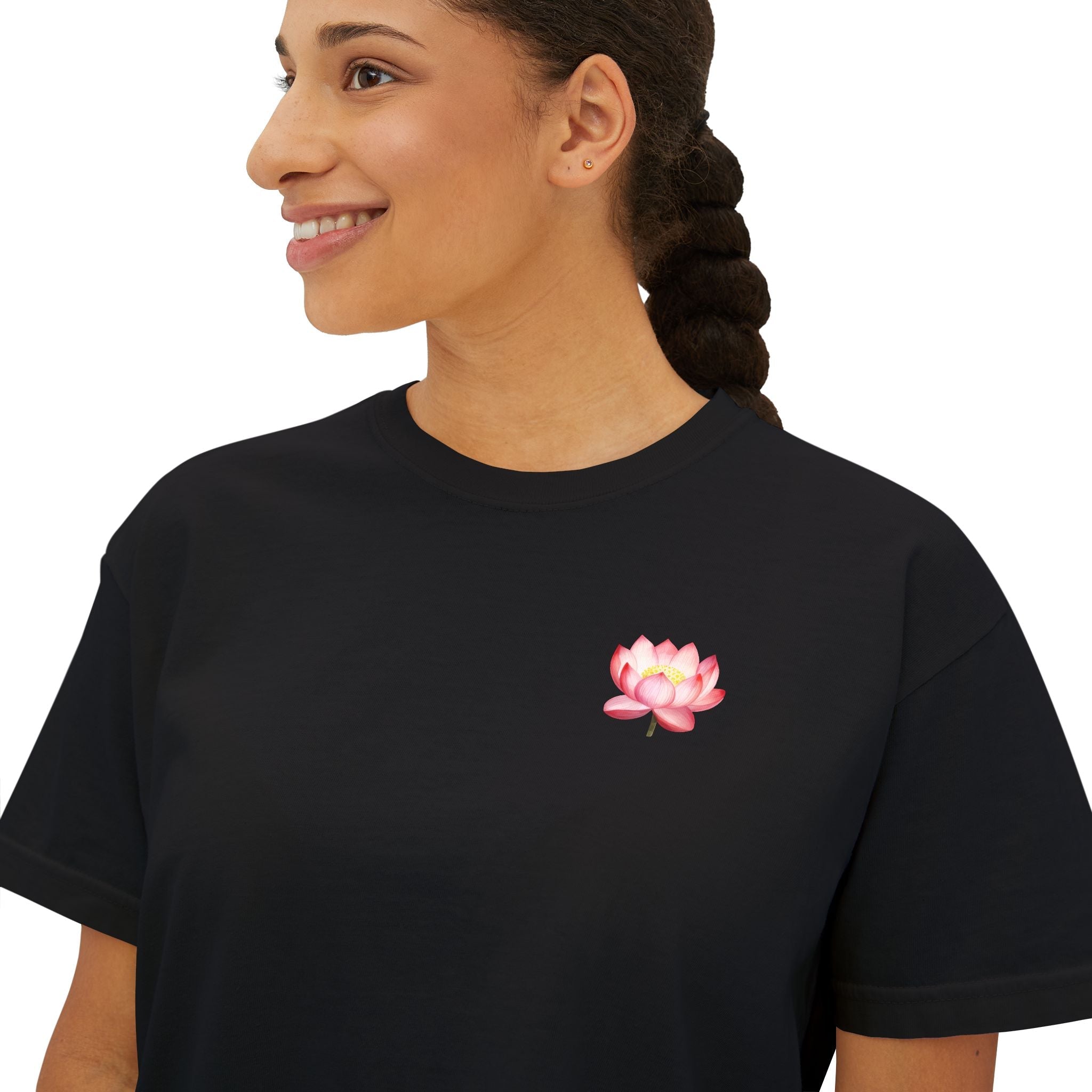 Yoga Time Boxy Tee Lotus Graphic Women's Cropped T-Shirt - Etna Gift