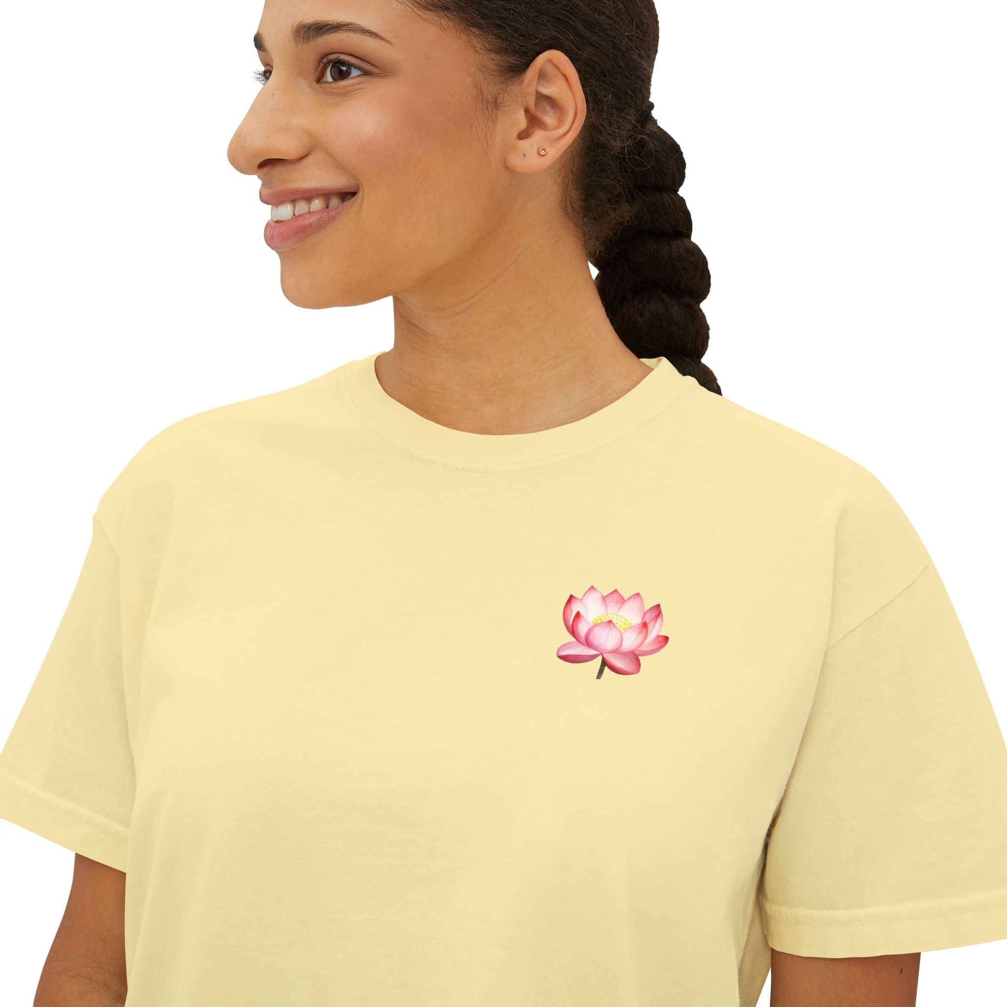 Yoga Time Boxy Tee Lotus Graphic Women's Cropped T-Shirt - Etna Gift