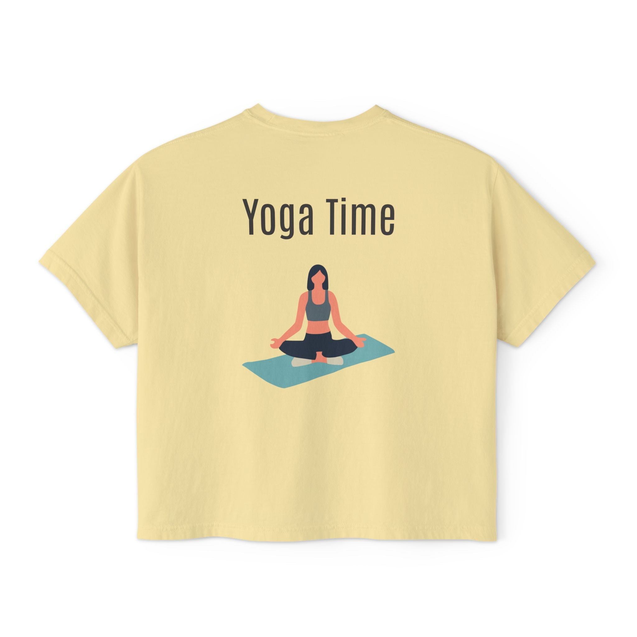 Yoga Time Boxy Tee — Women’s Cropped Yoga T‑Shirt with Lotus Graphic - Etna Gift
