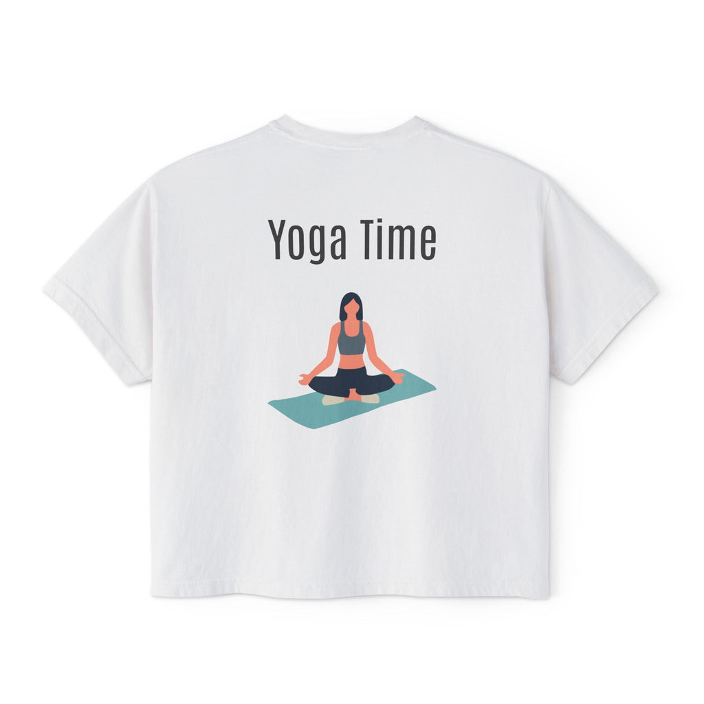 Yoga Time Boxy Tee — Women’s Cropped Yoga T‑Shirt with Lotus Graphic - Etna Gift