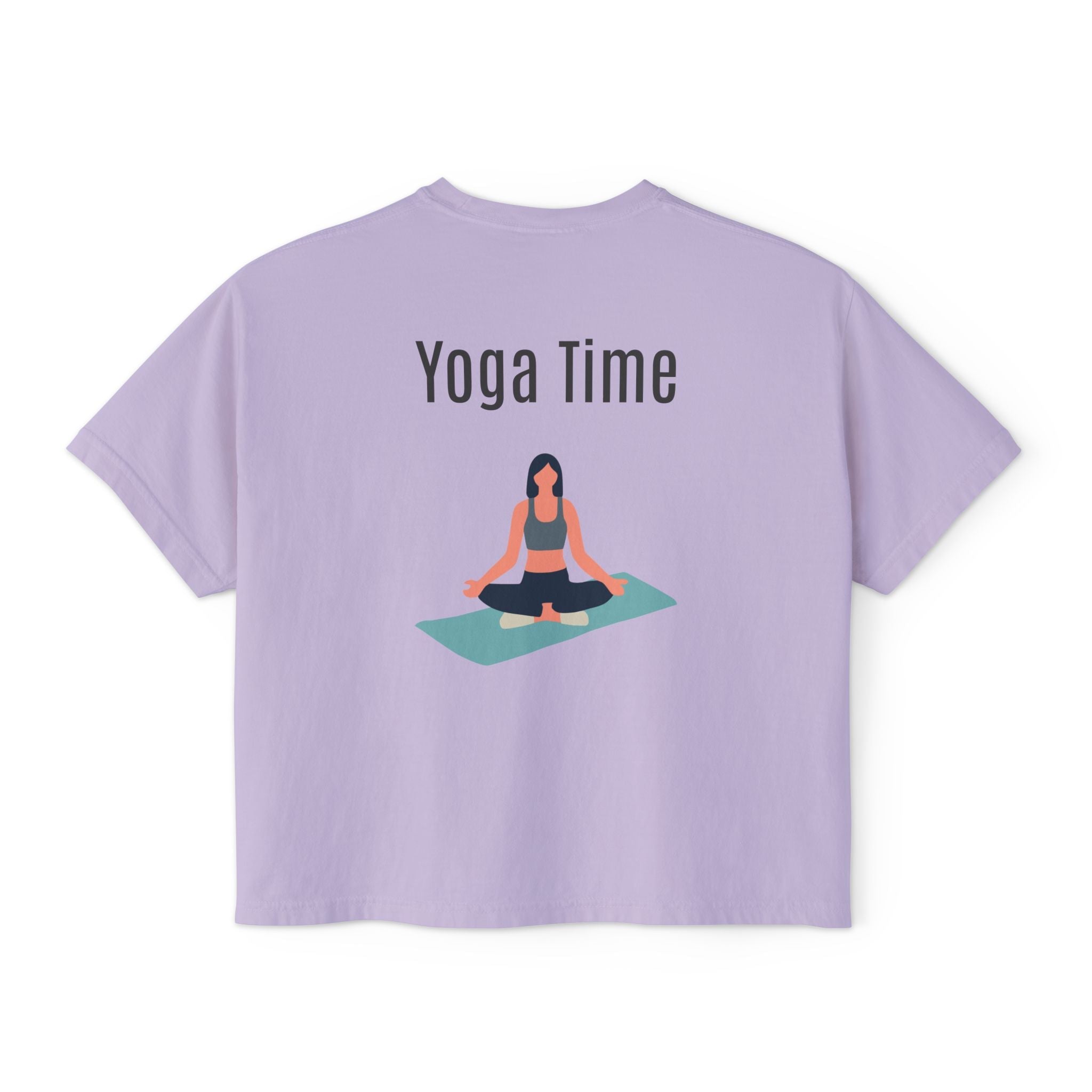Yoga Time Boxy Tee — Women’s Cropped Yoga T‑Shirt with Lotus Graphic - Etna Gift
