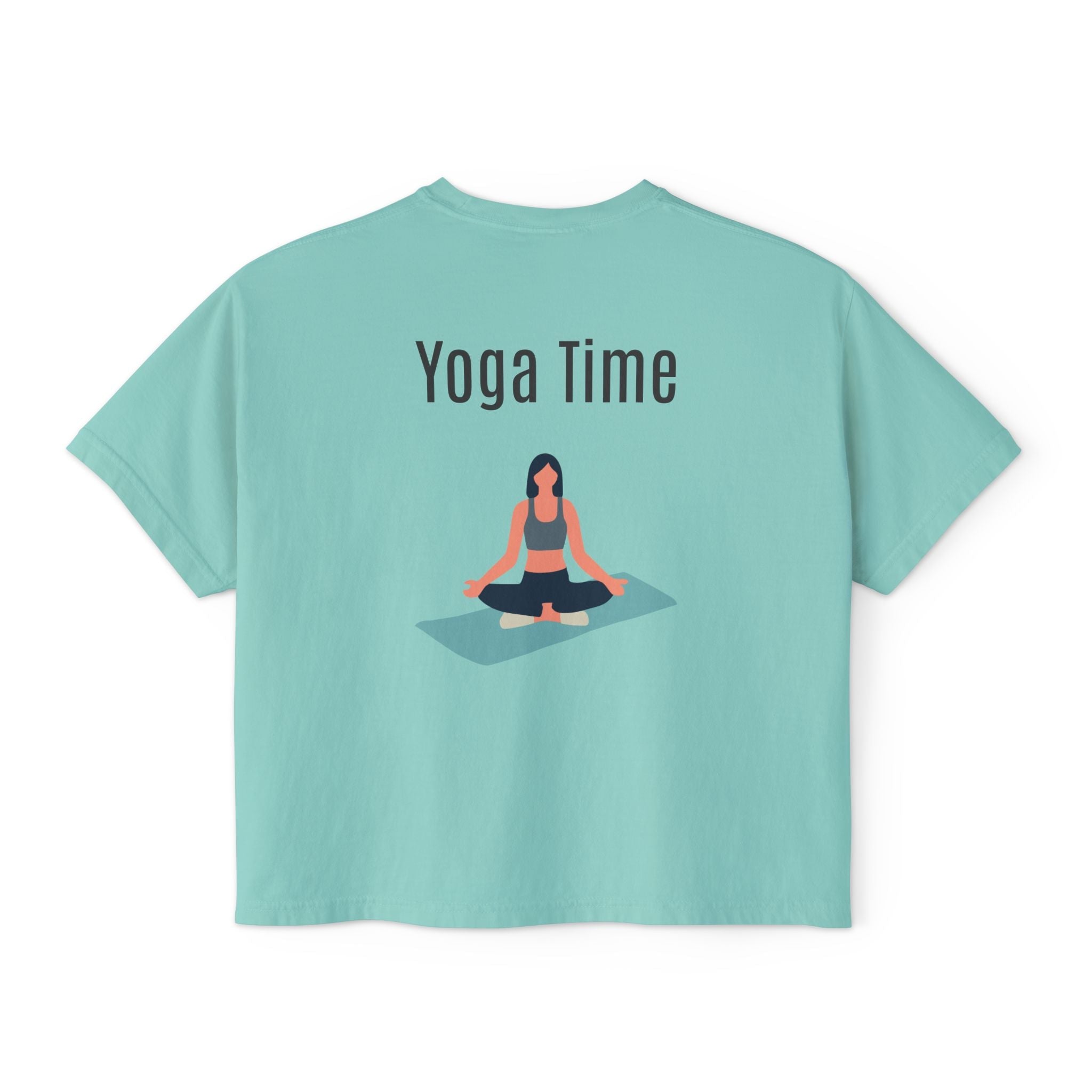 Yoga Time Boxy Tee — Women’s Cropped Yoga T‑Shirt with Lotus Graphic - Etna Gift