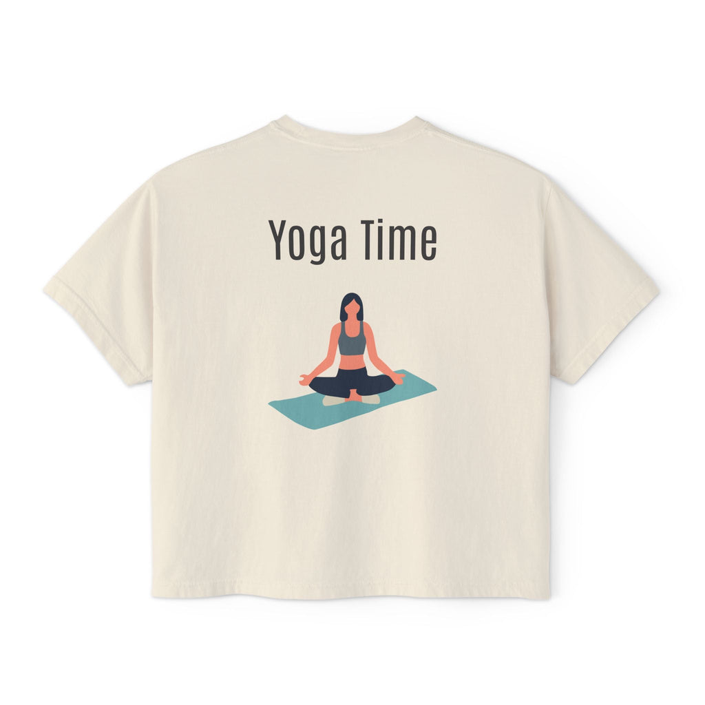 Yoga Time Boxy Tee — Women’s Cropped Yoga T‑Shirt with Lotus Graphic - Etna Gift