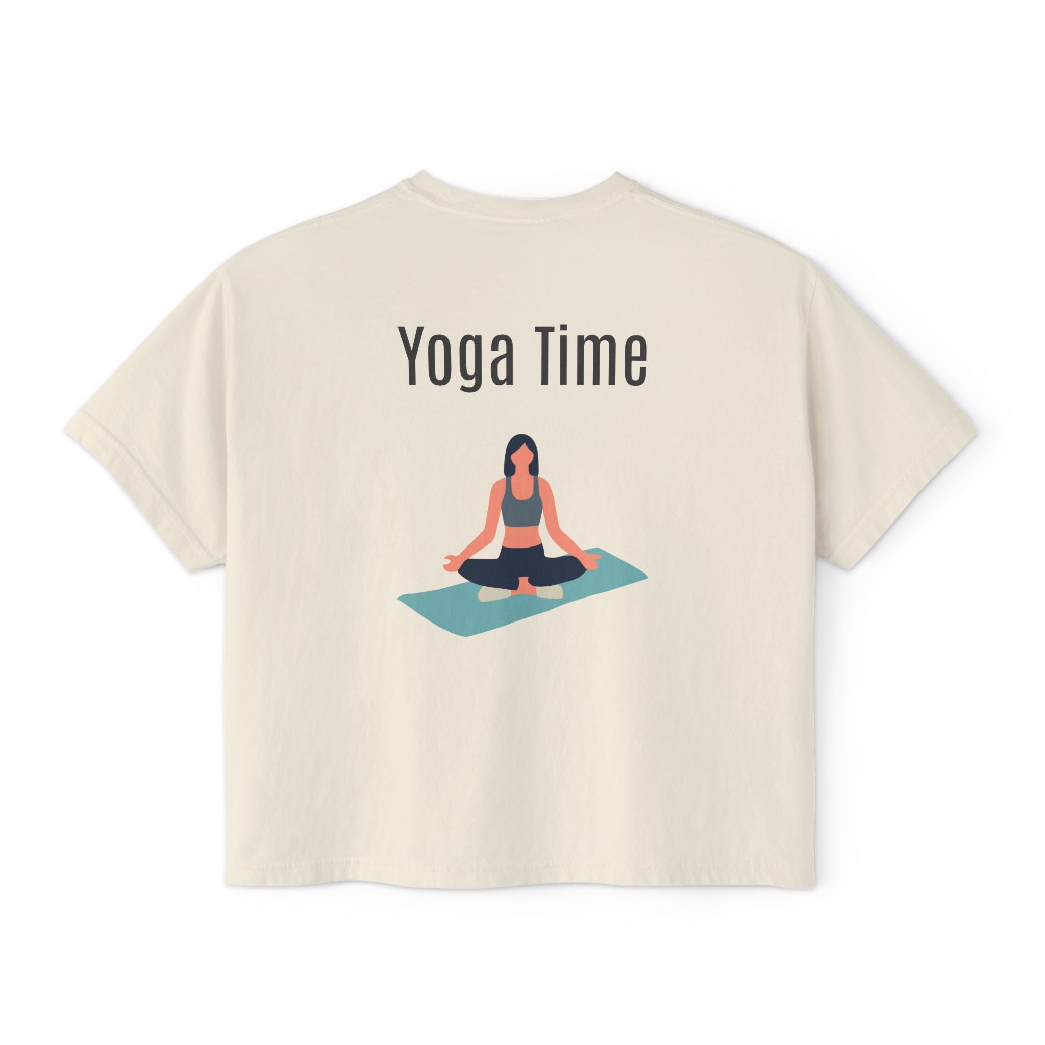 Yoga Time Boxy Tee — Women’s Cropped Yoga T‑Shirt with Lotus Graphic - Etna Gift