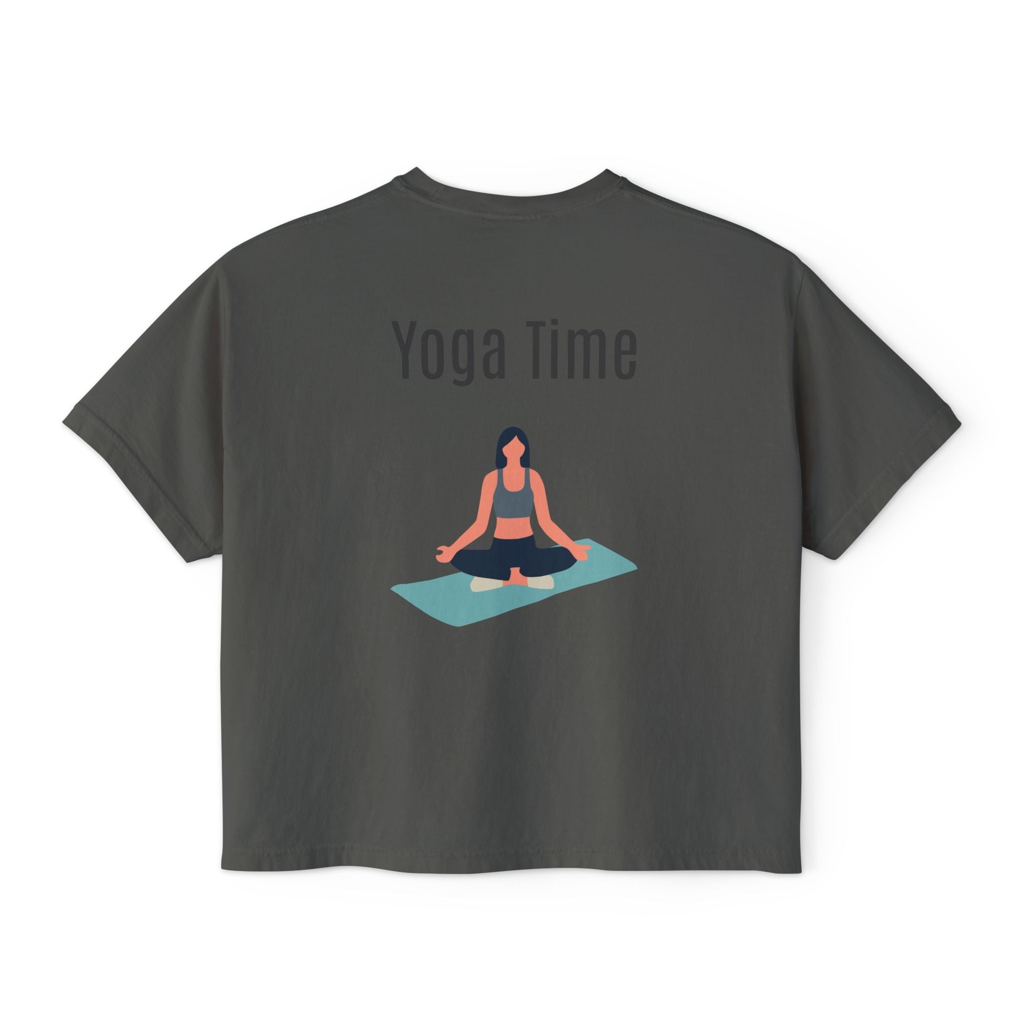 Yoga Time Boxy Tee — Women’s Cropped Yoga T‑Shirt with Lotus Graphic - Etna Gift