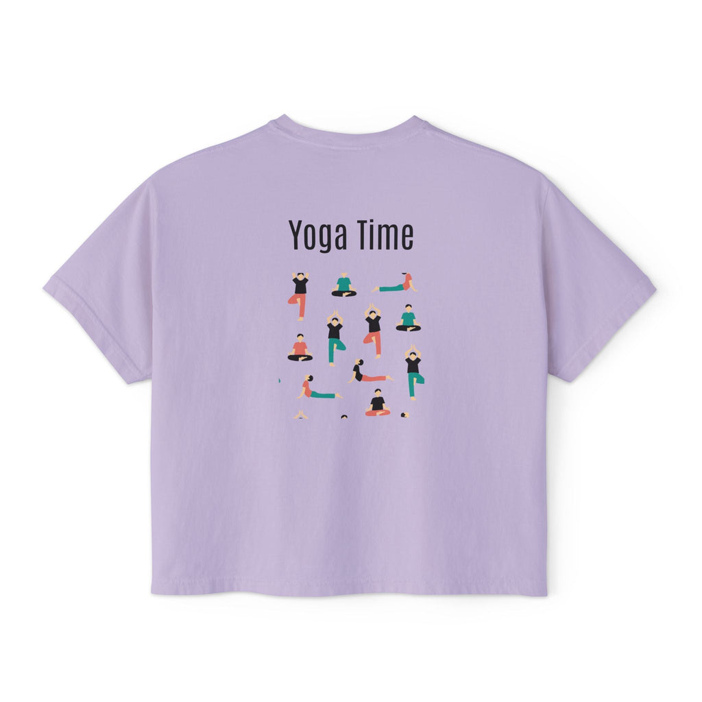 Yoga Time Women's Boxy Tee Cute Lotus & Yoga Poses Graphic Shirt - Etna Gift