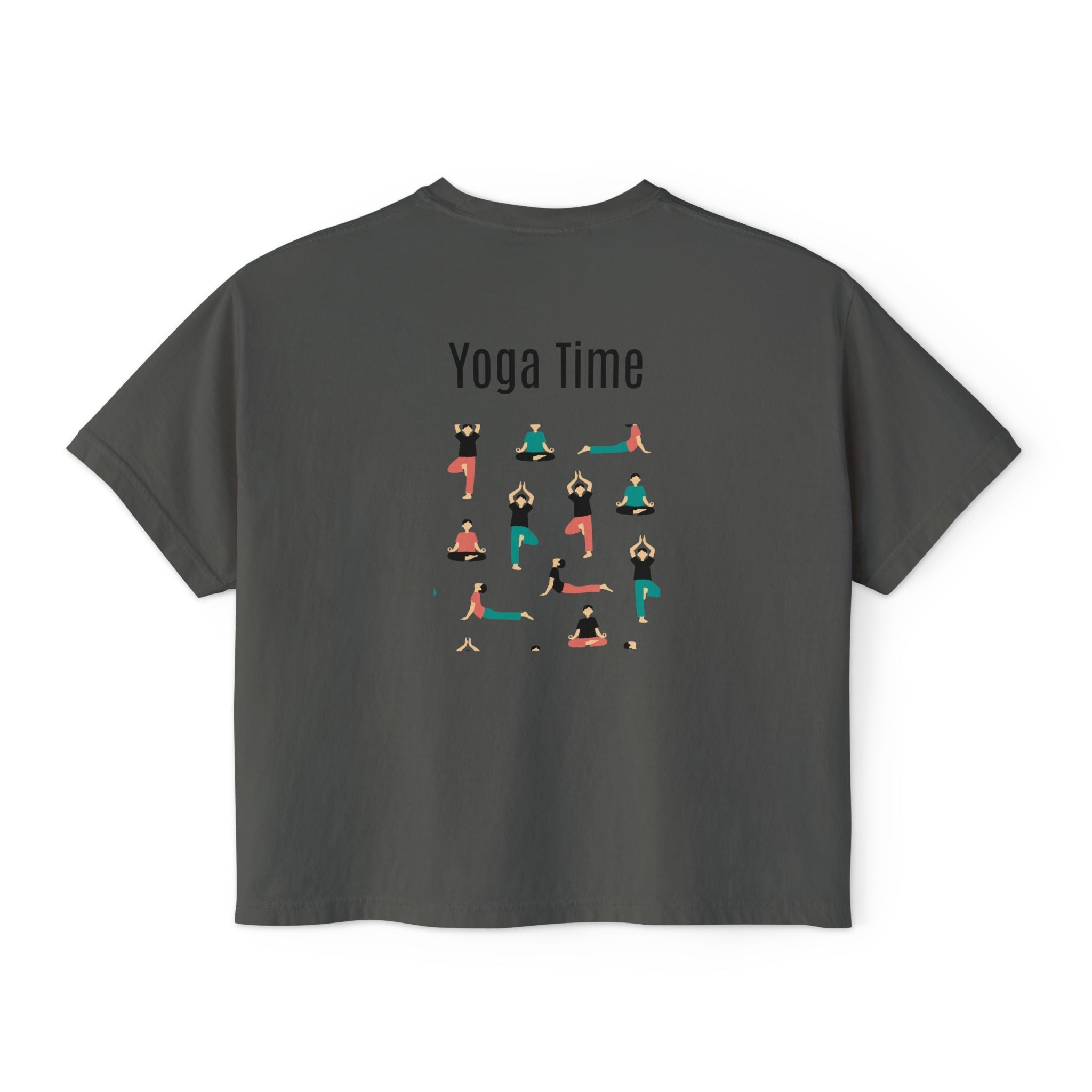 Yoga Time Women's Boxy Tee Cute Lotus & Yoga Poses Graphic Shirt - Etna Gift