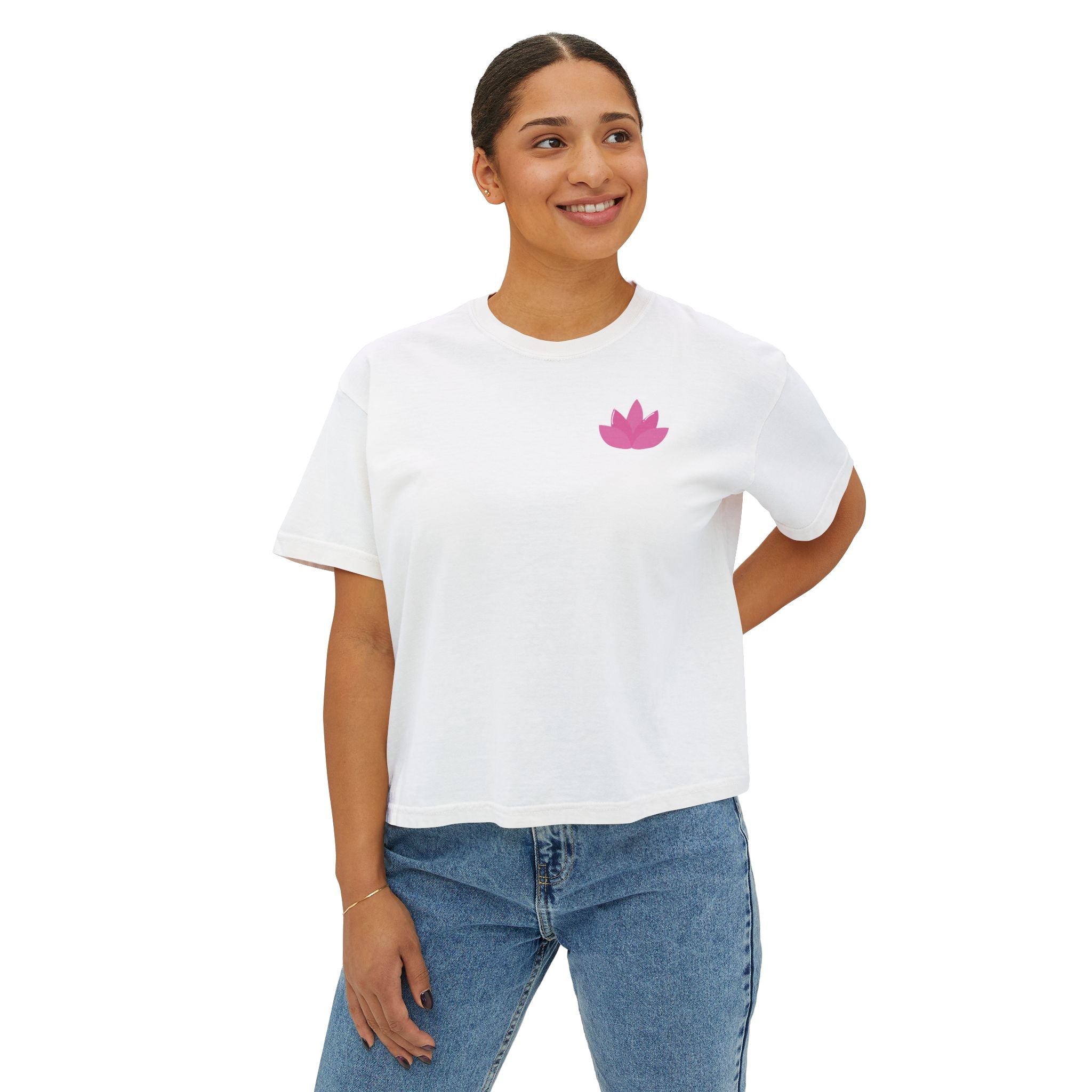 Yoga Time Women's Boxy Tee Cute Lotus & Yoga Poses Graphic Shirt - Etna Gift