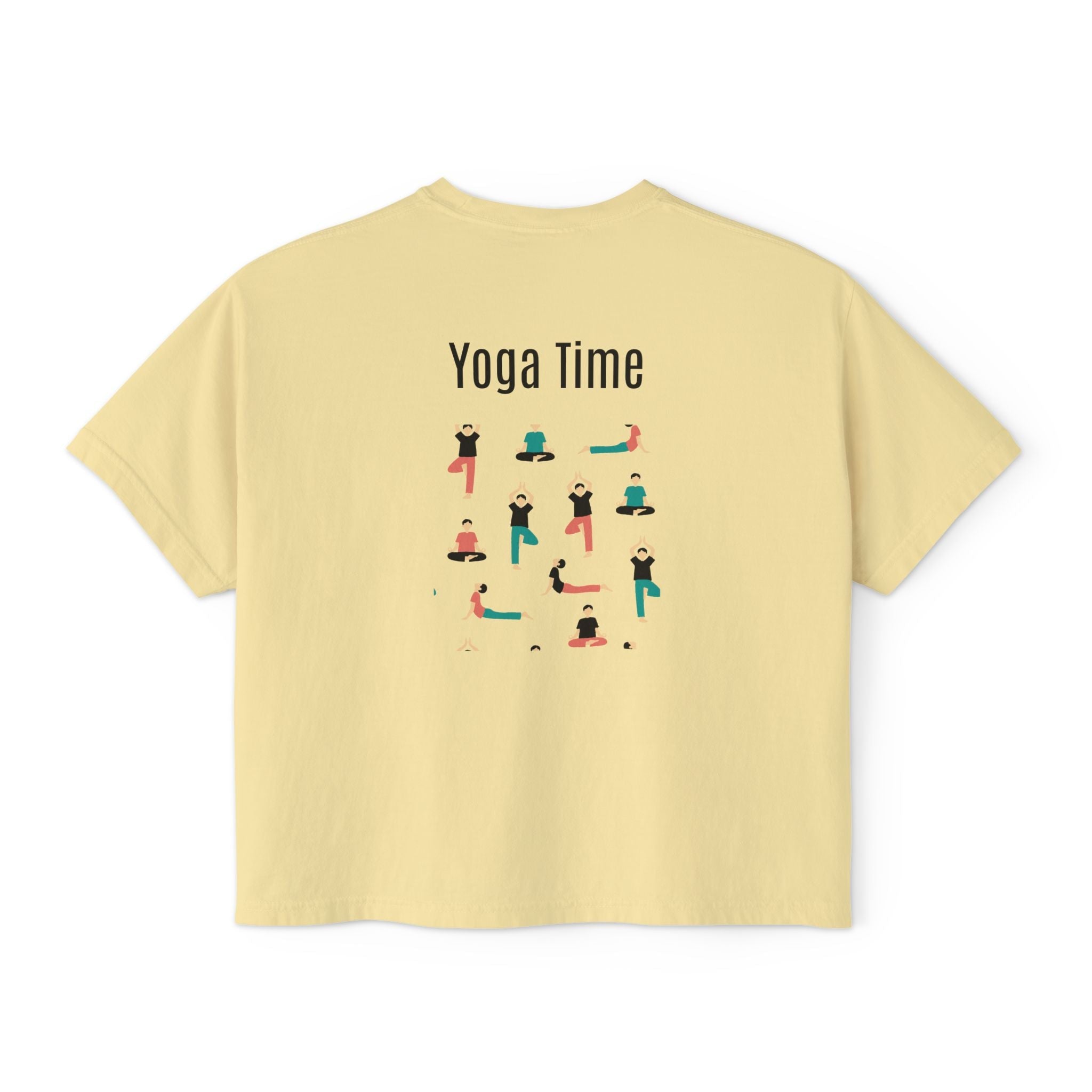 Yoga Time Women's Boxy Tee Cute Lotus & Yoga Poses Graphic Shirt - Etna Gift