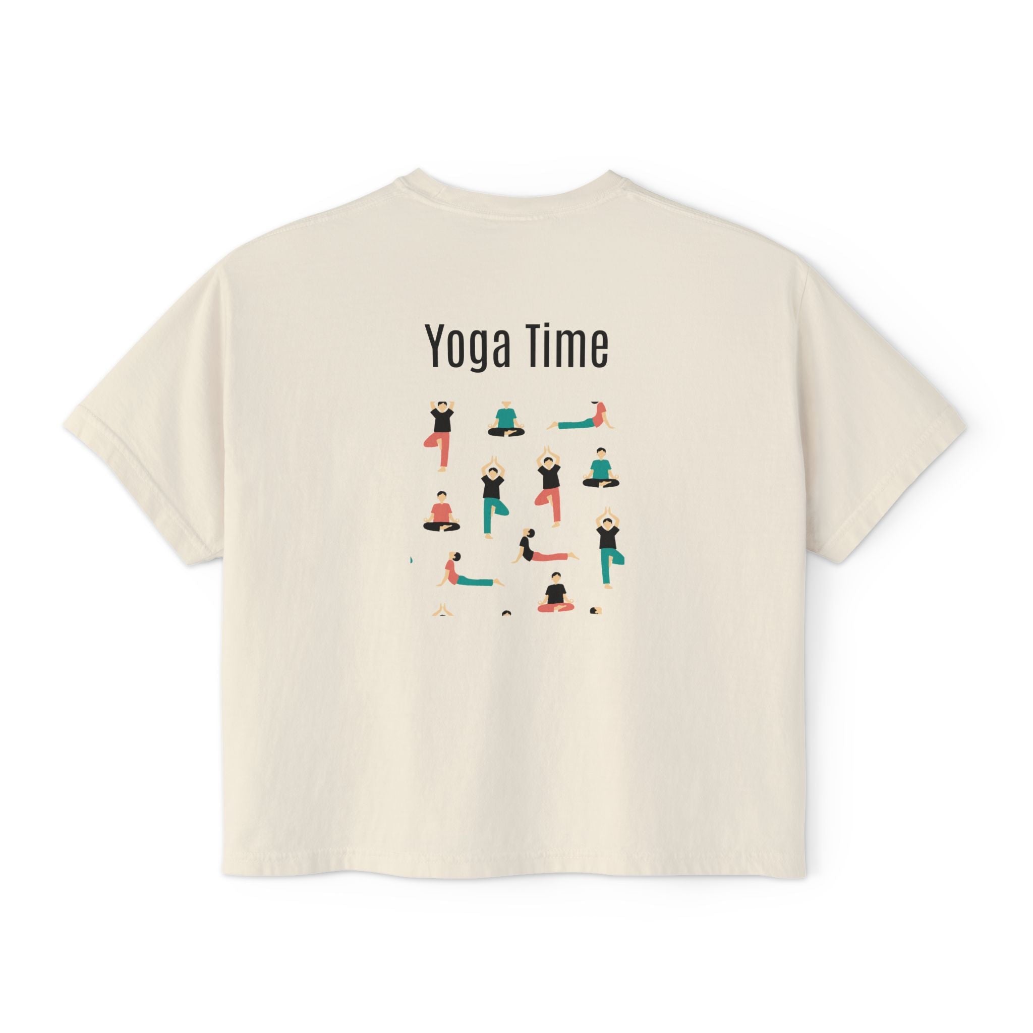 Yoga Time Women's Boxy Tee Cute Lotus & Yoga Poses Graphic Shirt - Etna Gift