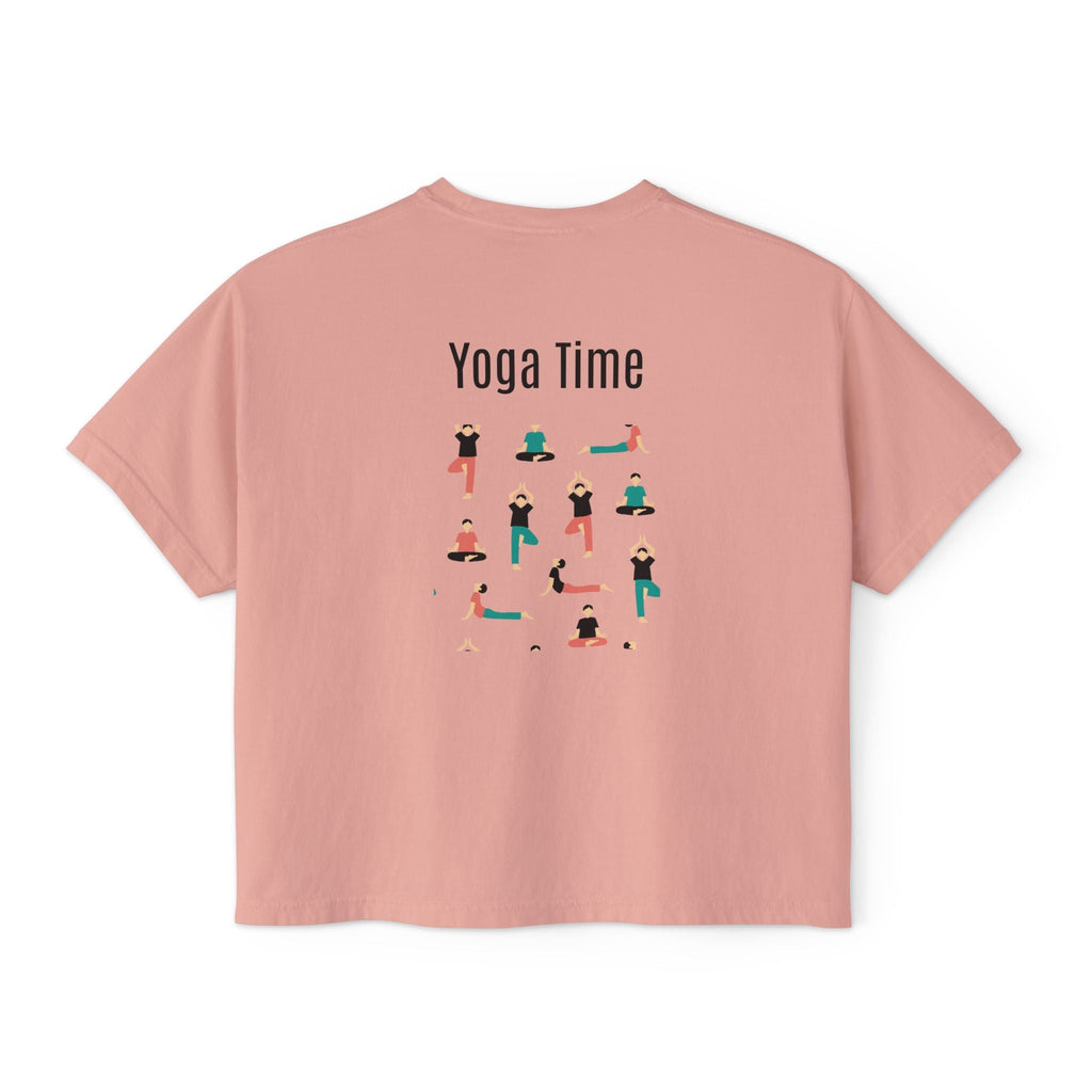 Yoga Time Women's Boxy Tee Cute Lotus & Yoga Poses Graphic Shirt - Etna Gift