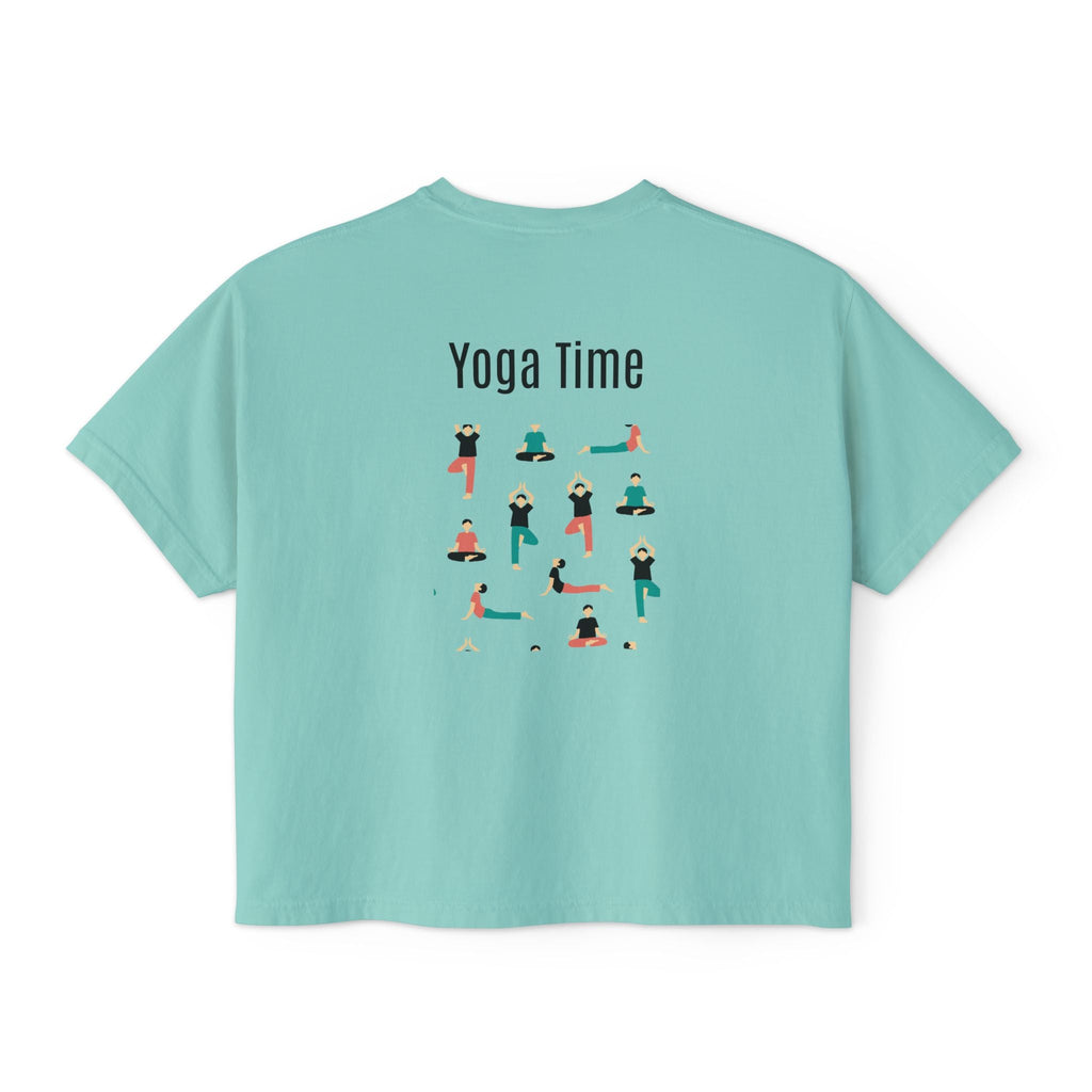Yoga Time Women's Boxy Tee Cute Lotus & Yoga Poses Graphic Shirt - Etna Gift