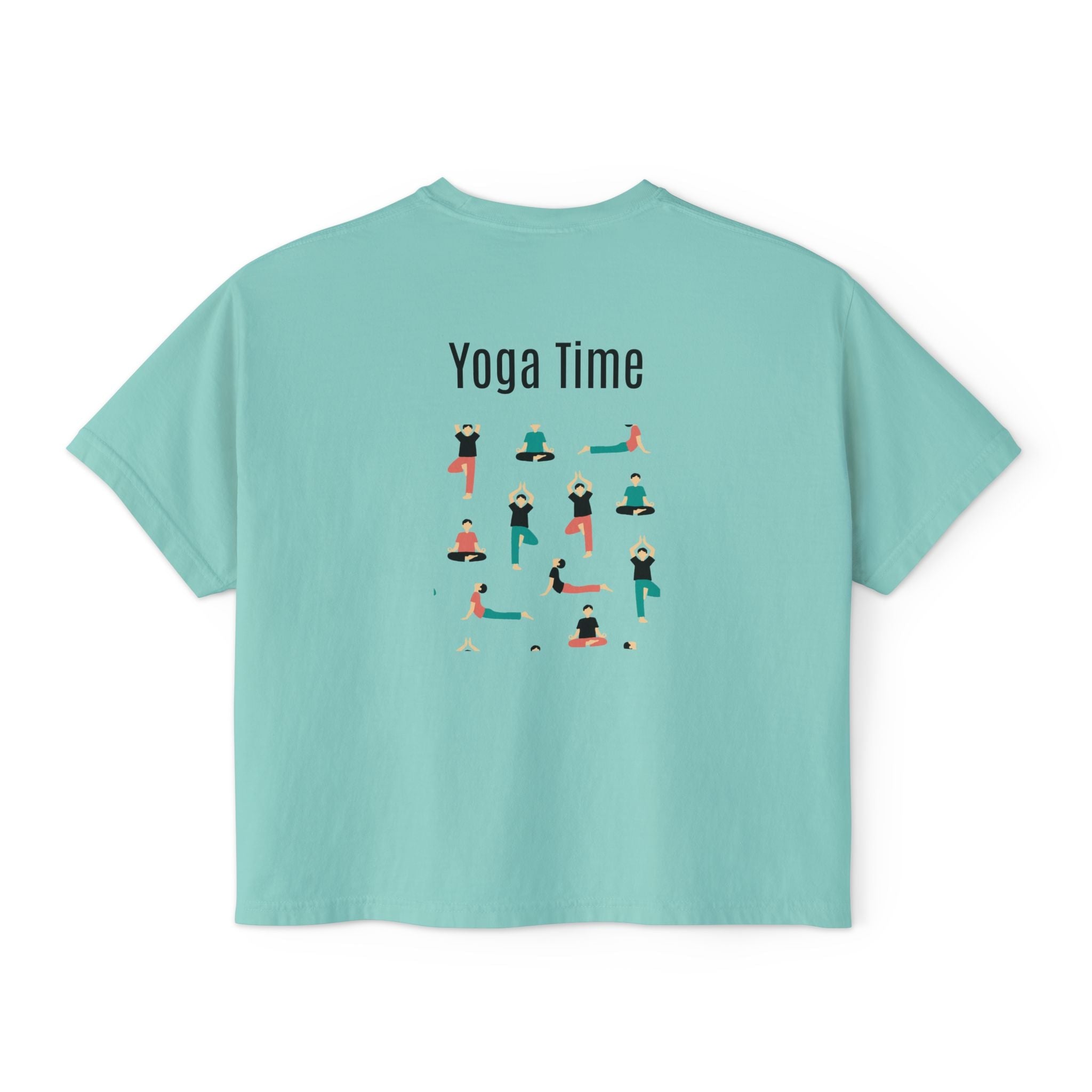 Yoga Time Women's Boxy Tee Cute Lotus & Yoga Poses Graphic Shirt - Etna Gift