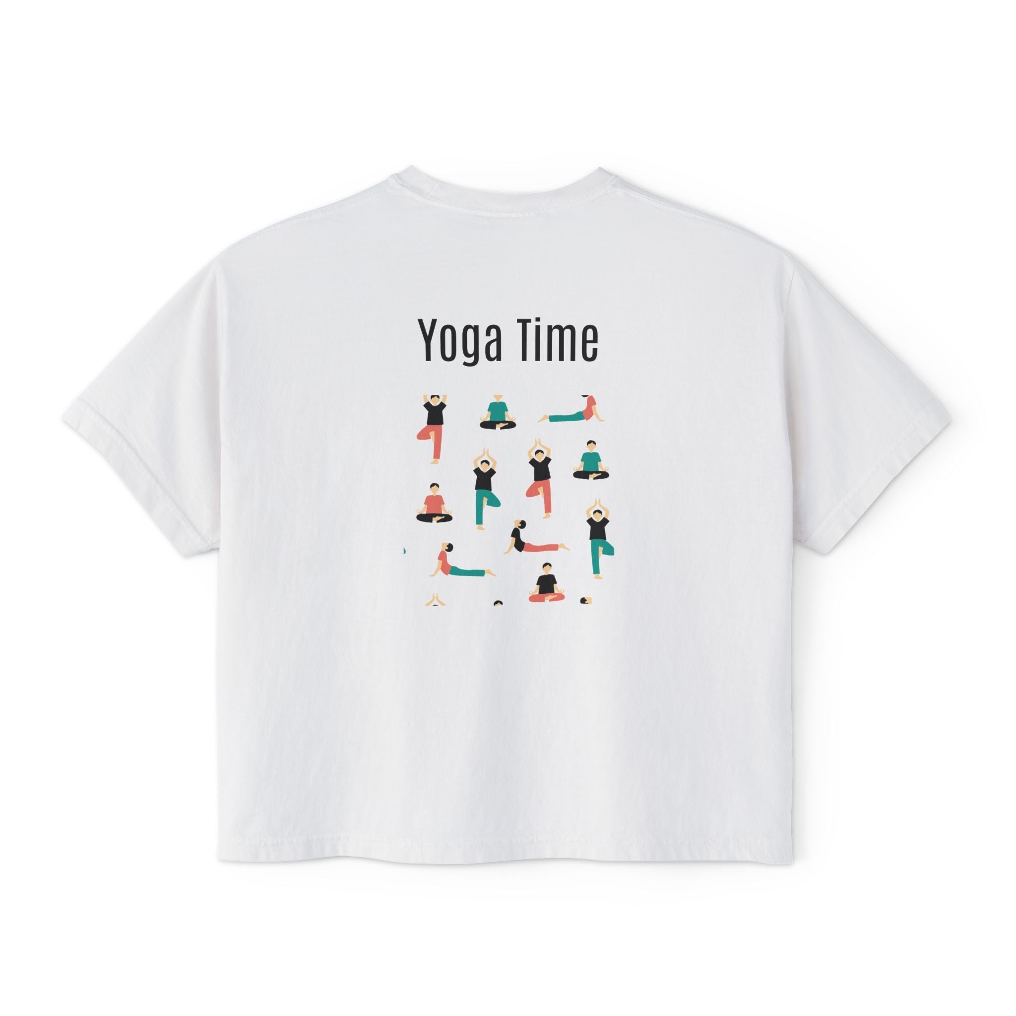 Yoga Time Women's Boxy Tee Cute Lotus & Yoga Poses Graphic Shirt - Etna Gift