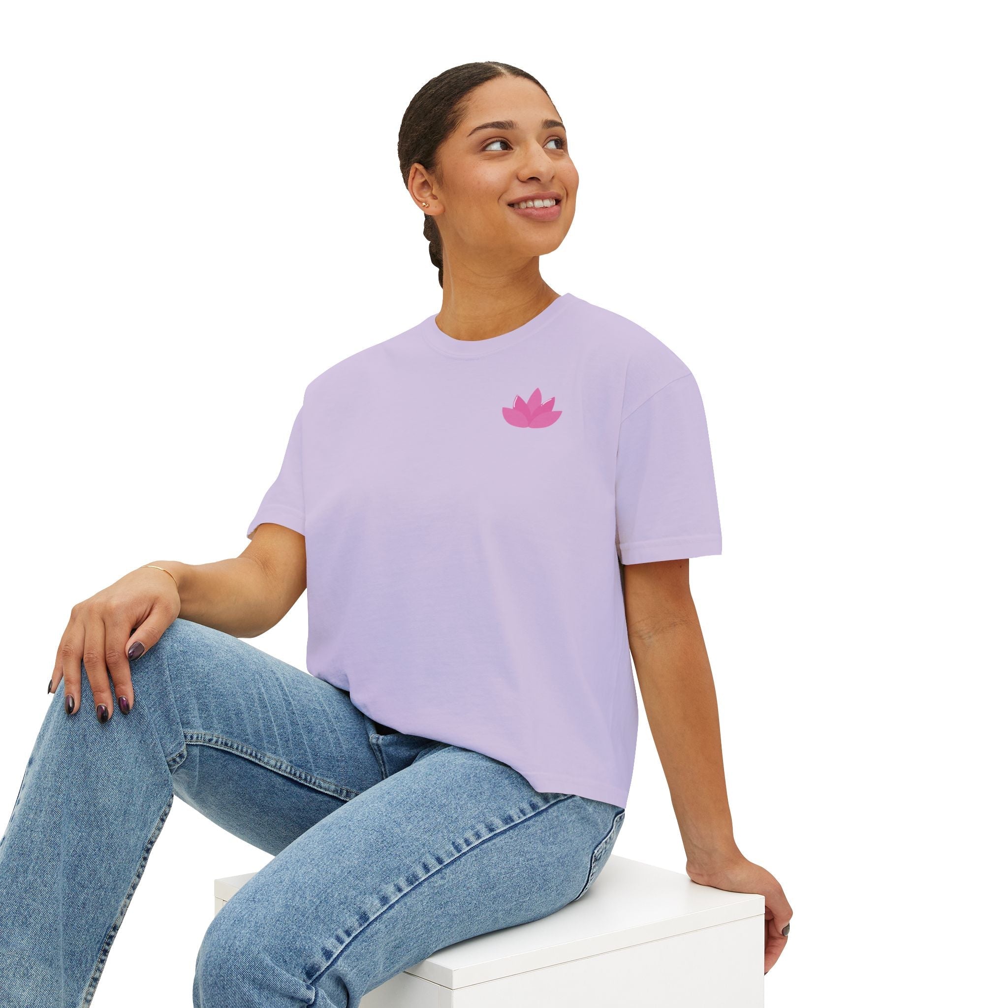 Yoga Time Women's Boxy Tee Cute Lotus & Yoga Poses Graphic Shirt - Etna Gift